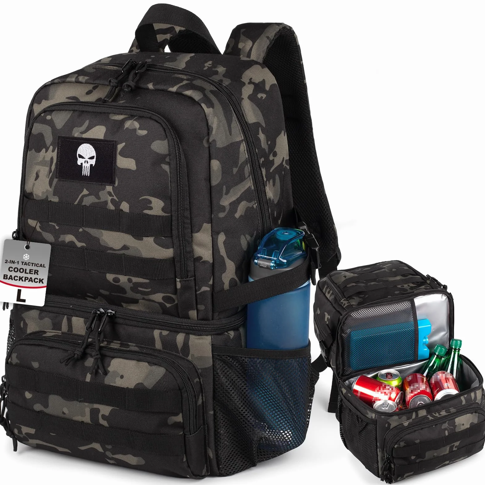 Zaino Frigo Tactical a Doppio Livello per Uomini, 2 Compartimenti, Borsa Frigo Morbida