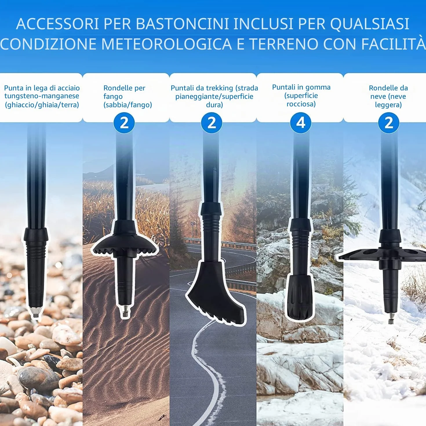 Overmont Bastoni Trekking Pieghevole Regolabile 105-125cm 1 Paio Ultraleggeri Nordic Walking Manico in Sughero