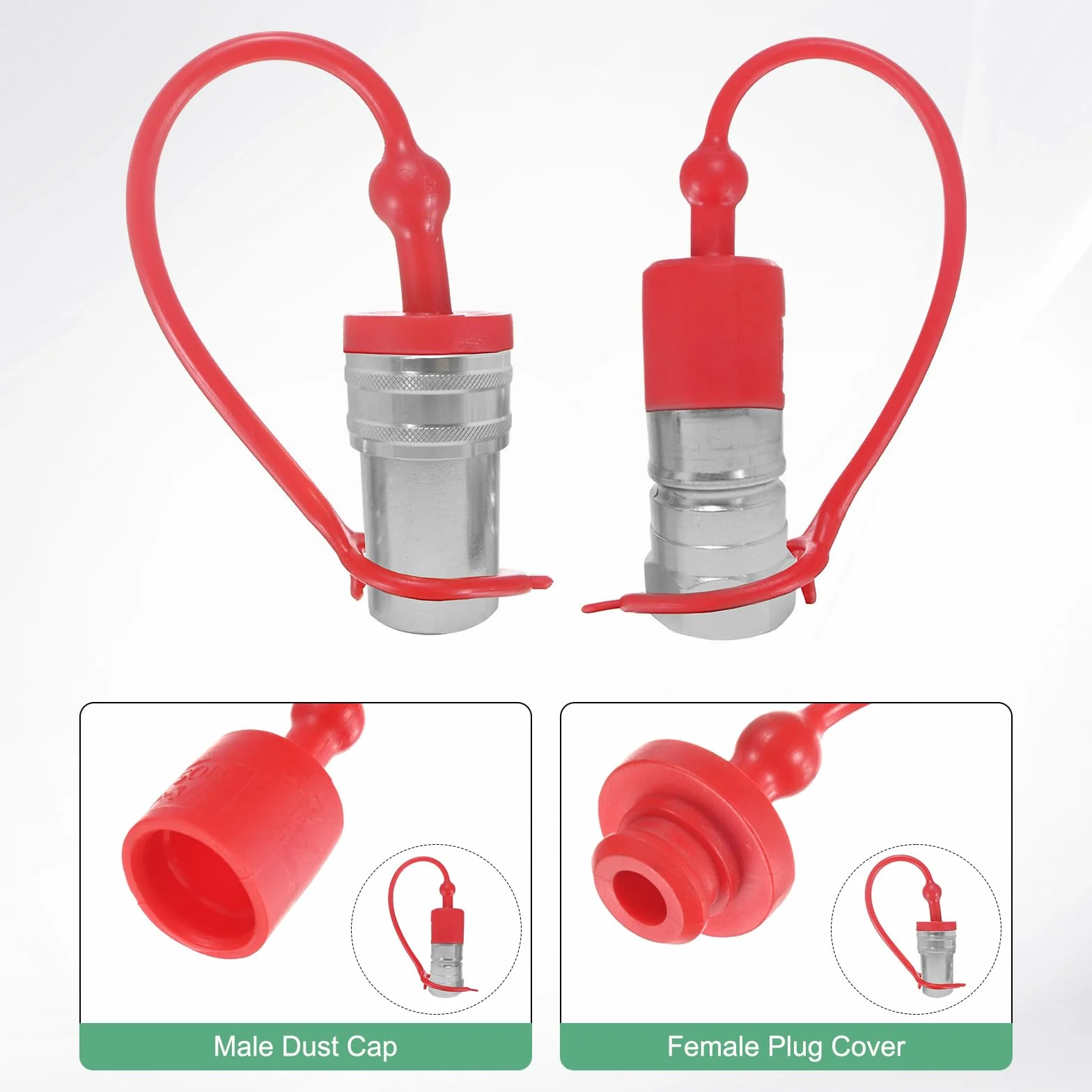 M METERXITY 4 Set Copertura Polvere Giunto Idraulico Tappo Femmina 3/8 ISO-A PVC Gomma Anello Ritenuta Coperture Collegamenti Rapidi