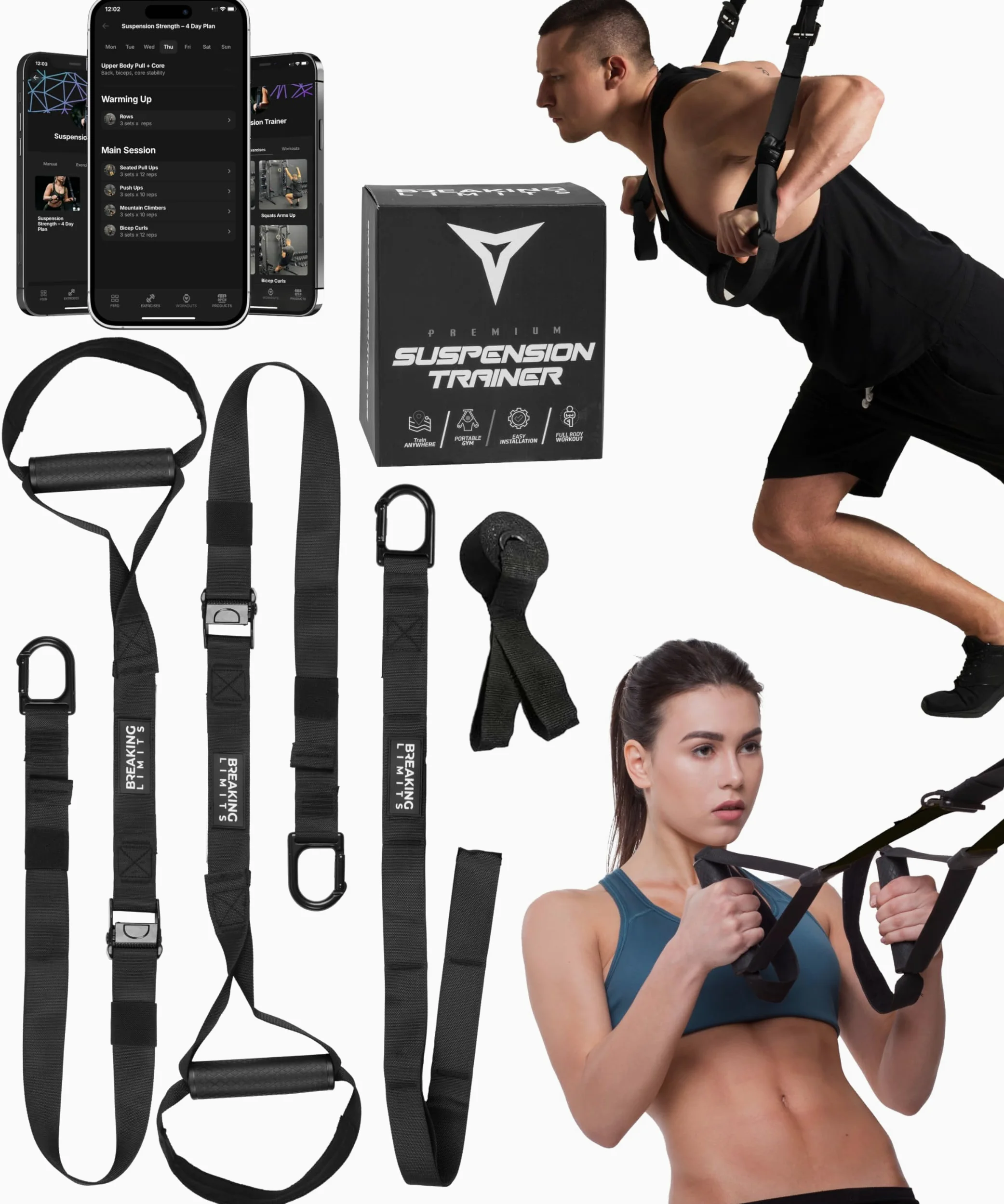 Breaking Limits Sling Trainer per la casa – Sling Trainer per allenamento della forza – Attrezzature Outdoor Fitness Gym