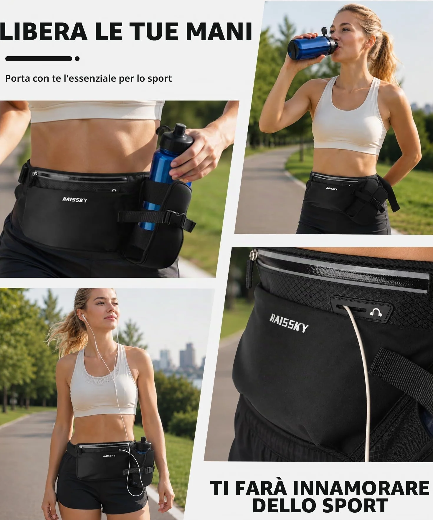 Cintura da corsa per cellulare 7 pollici marsupio sportivo jogging fitness