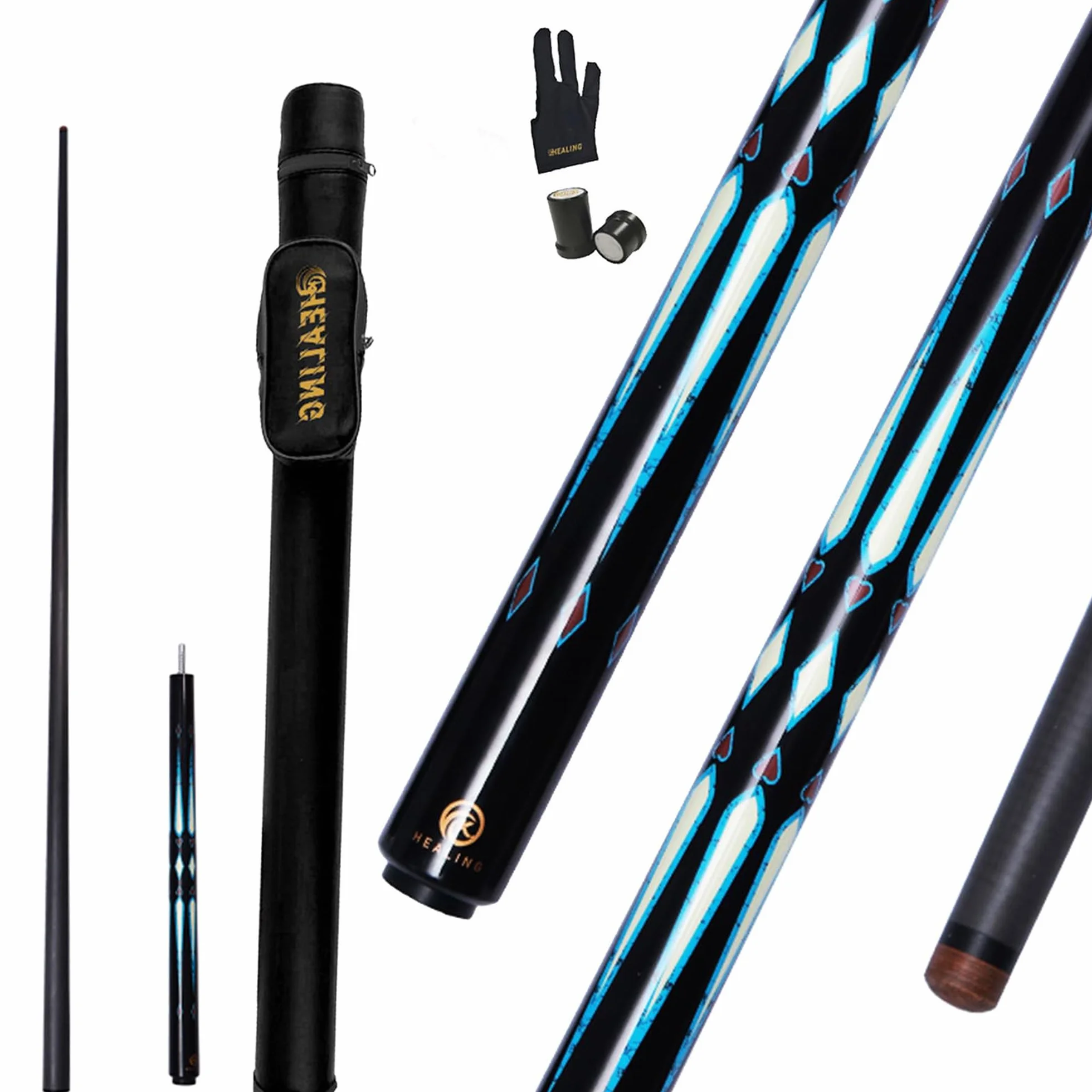 OKHEALING Stecca da Biliardo Professionale in Fibra di Carbonio 145 cm, Testa 10,5 mm, 3/4 Testa Piccola