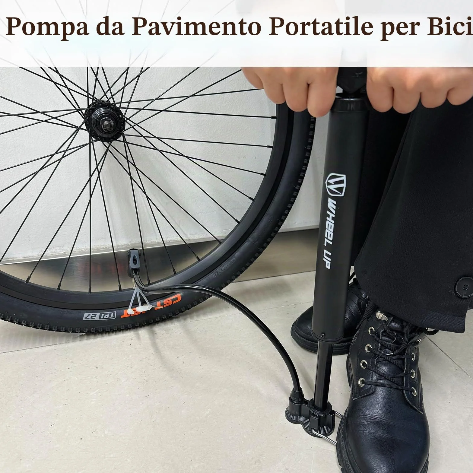 Letton Pompa da pavimento portatile per bicicletta 8 bar valvole Presta Schrader ago multifunzione