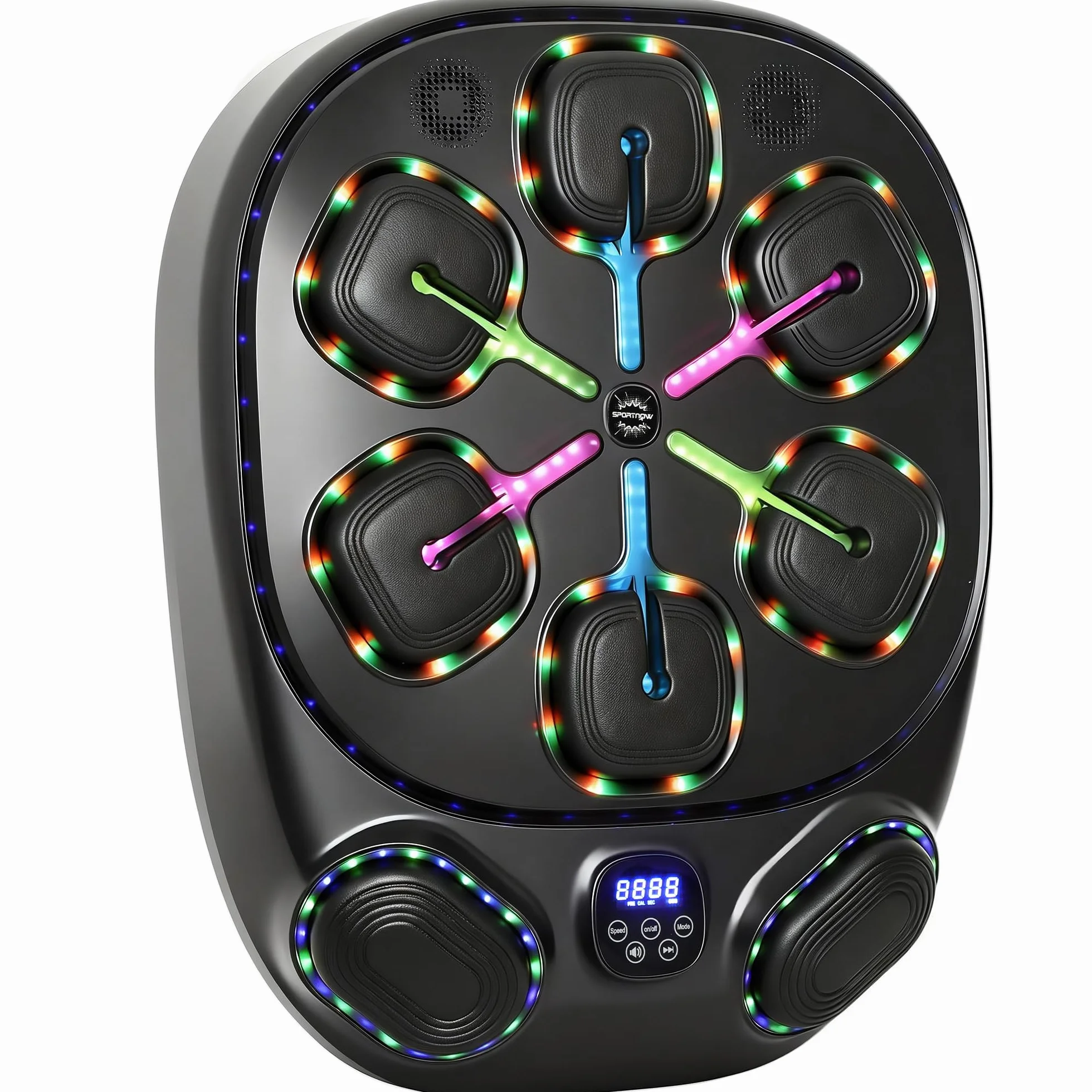 SPORTNOW Macchina da Boxe Musicale a Parete con 9 modalità e Luci LED Multicolore, Music Boxing Machine per Adulti con Connessione Bluetooth, per Casa e Palestra, 61x48x11 cm, Nero