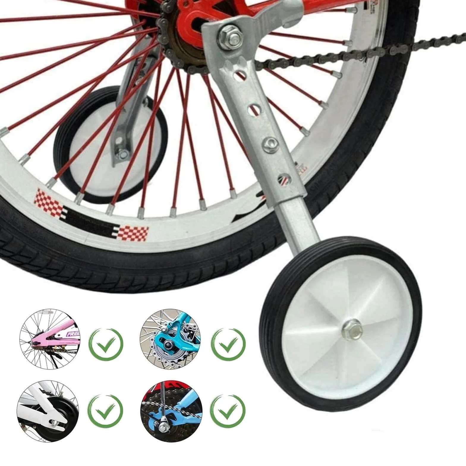COPPIA ROTELLE UNIVERSALI BICI BAMBINO BAMBINA 16" 24" BICICLETTA STABILIZZATORI LATERALI