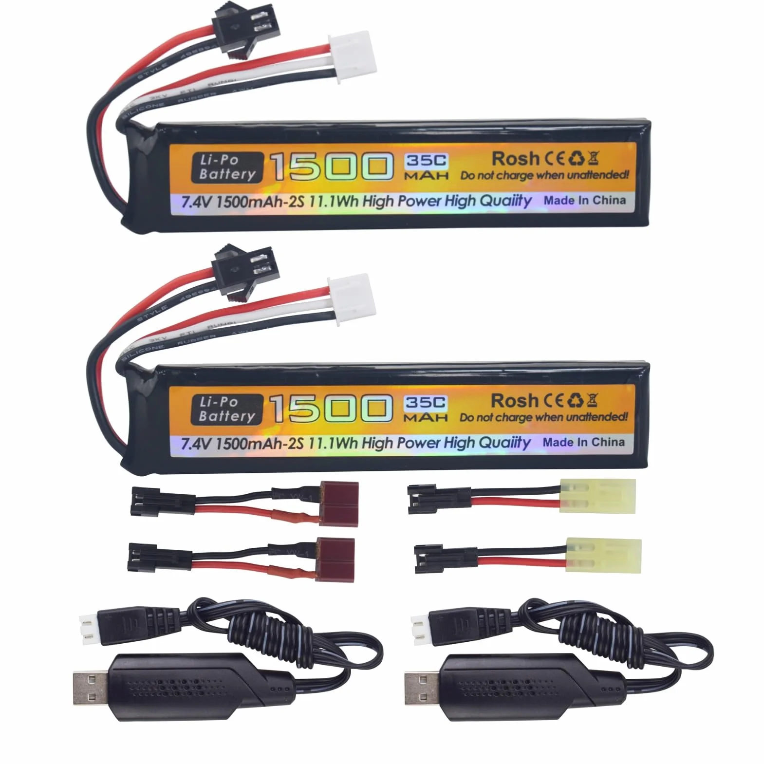 Odamiya Li-ion batteria 7.4V 1500mAh 35C SM-2P Spina T per Airsoft pistole RC auto droni