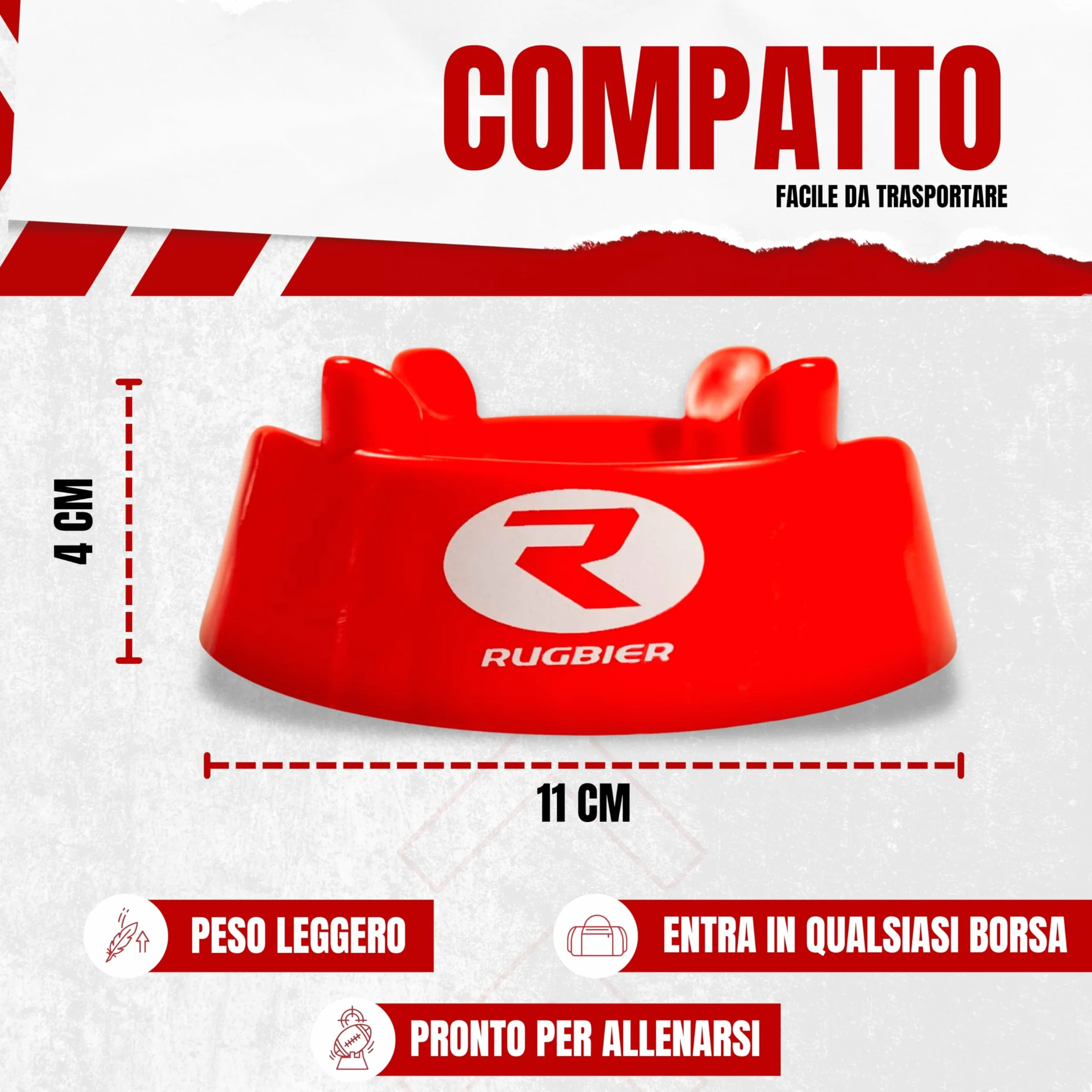 Tee da Rugby Professionale Standard Rosso – Supporto per Calci e Allenamento