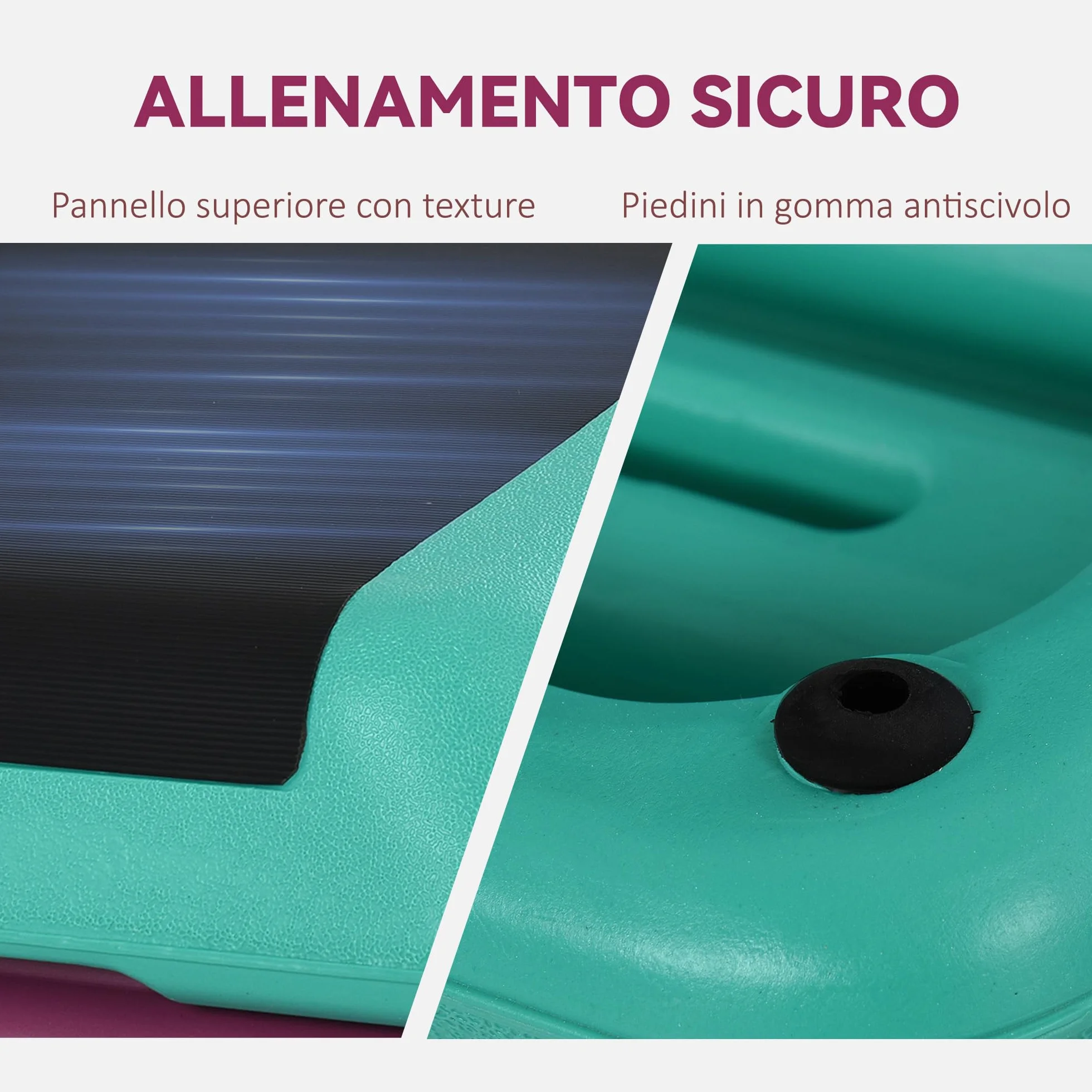 HOMCOM Stepper Aerobica Regolabile 3 Livelli Antiscivolo Fitness Casa 110x40x20 cm Nero Verde Viola