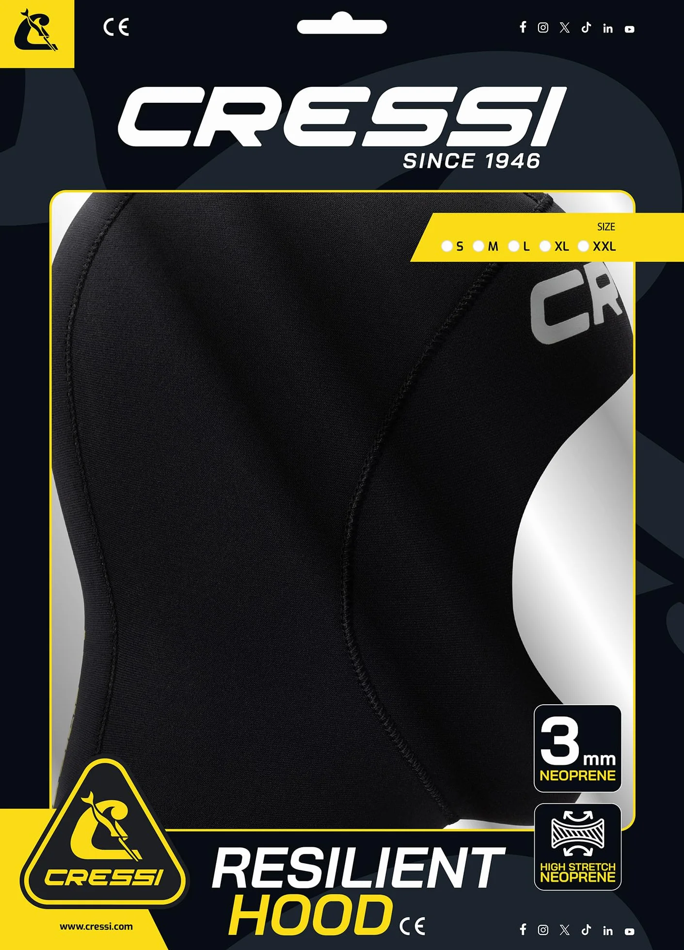 CRESSI Resilient Hood 3mm Cappuccio Unisex Neoprene Nero
