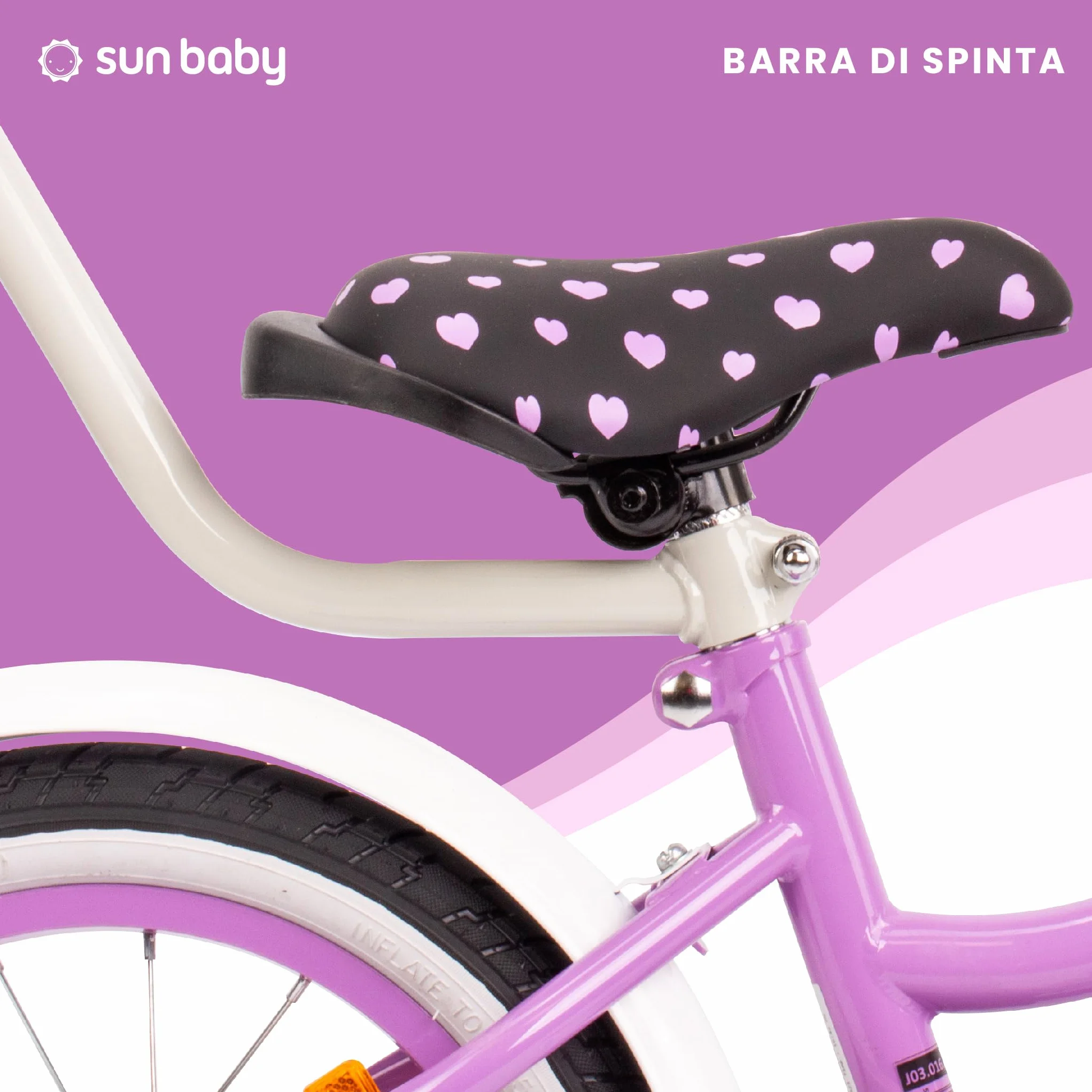 Sun Baby Heart Bike Bicicletta bambina 12/14/16 pollici, bici con rotelle, barra di spinta, cestino, campanello