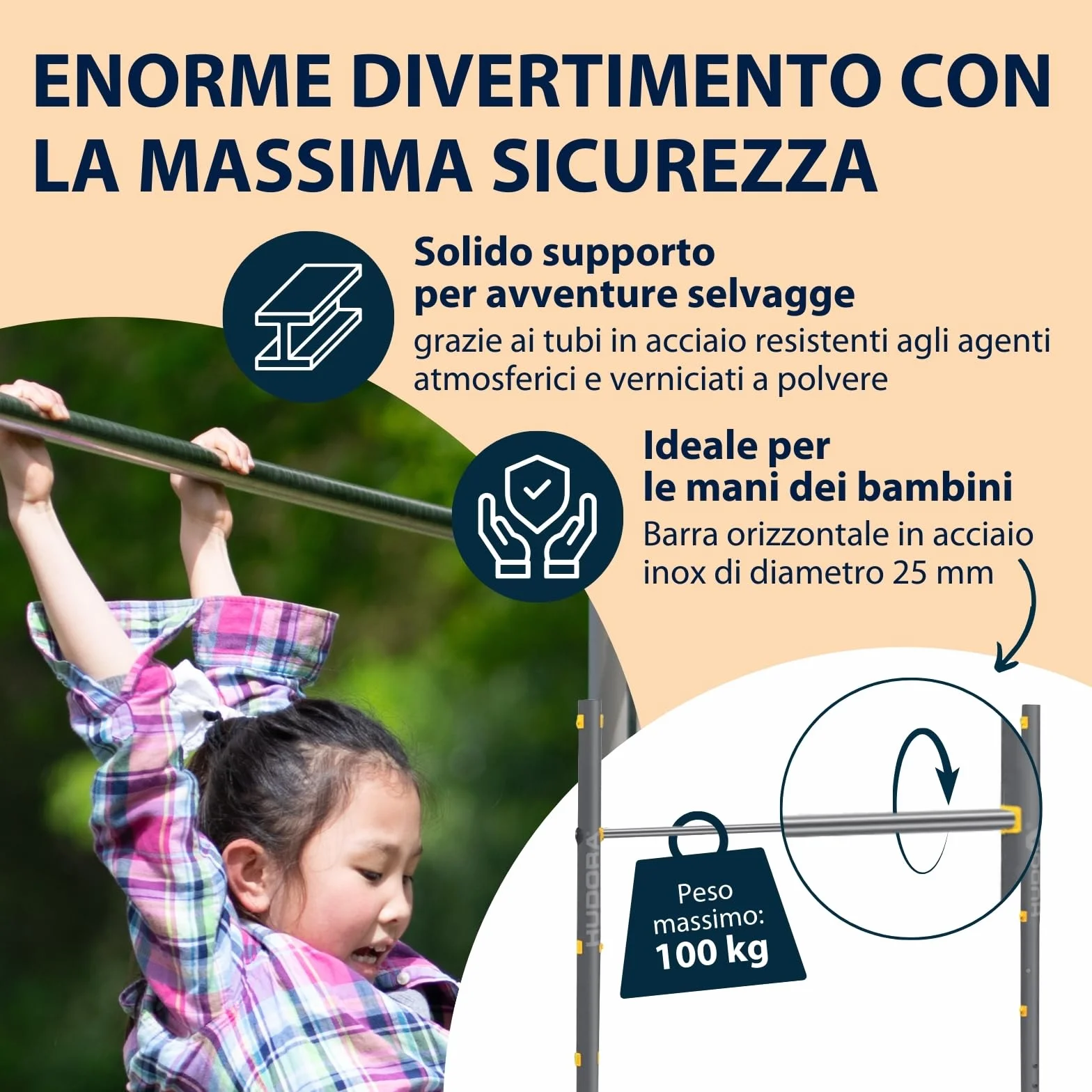 HUDORA Sbarra per trazioni Fabian Standard/Pro regolabile 4 altezze 100kg