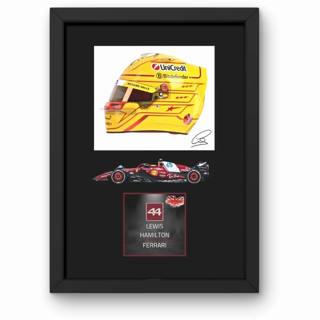 Lap Legends Lewis Hamilton 2025 Espositore incorniciato firma digitale riprodotta