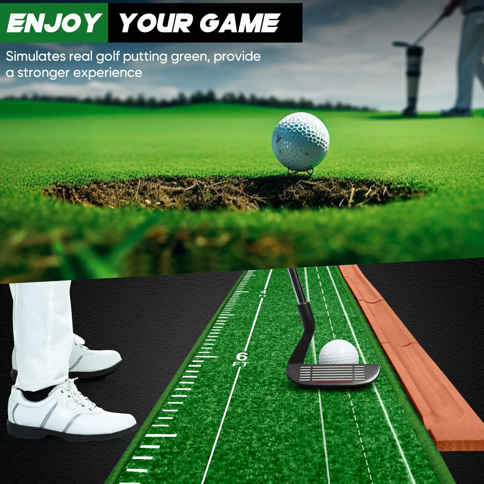 Golf Putting Mat Indoor, Mettere Verde, Tappetino da Golf, Mettere Pratica