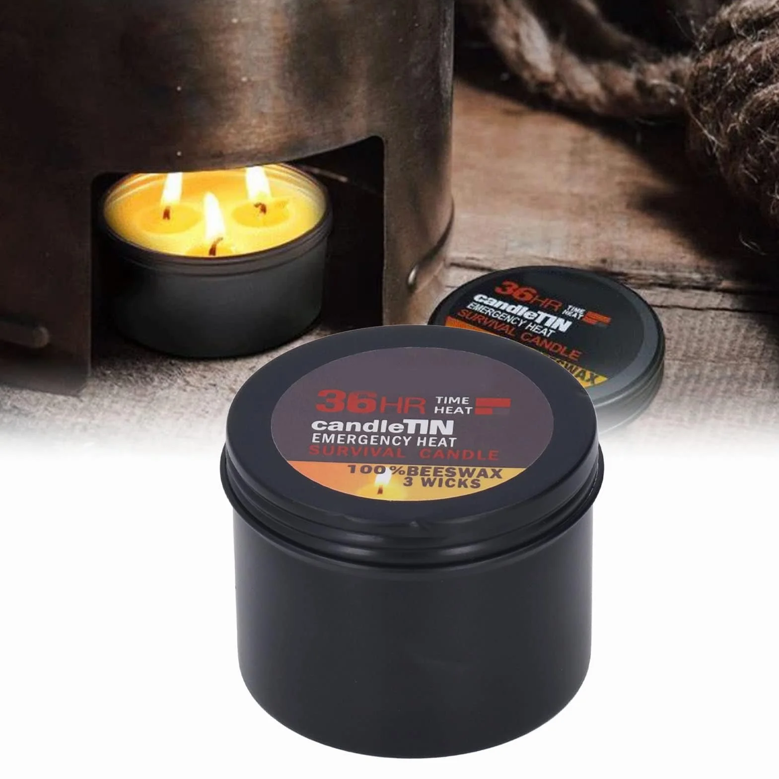 Candela di Sopravvivenza 3 Stoppini 36 Ore Illuminazione Emergenza Campeggio