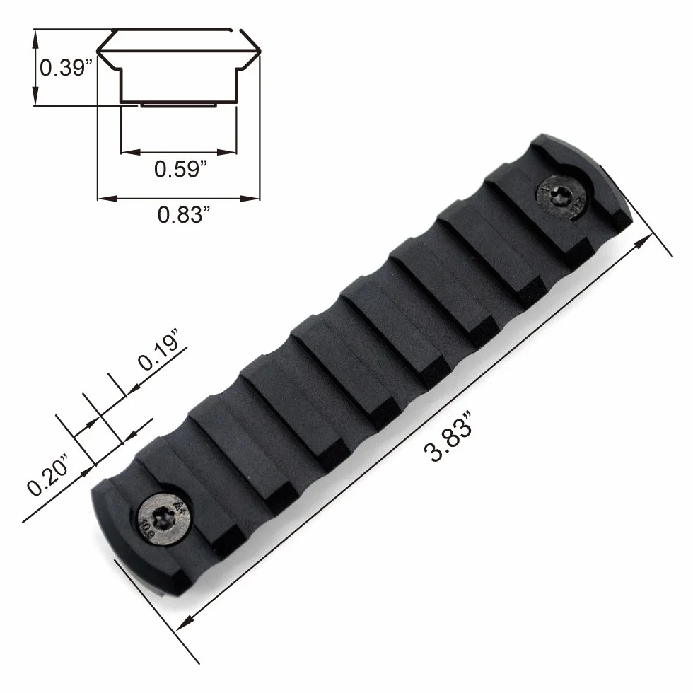 TRIROCK 9 Slot Picatinny Rail Section for Mlok Handguard