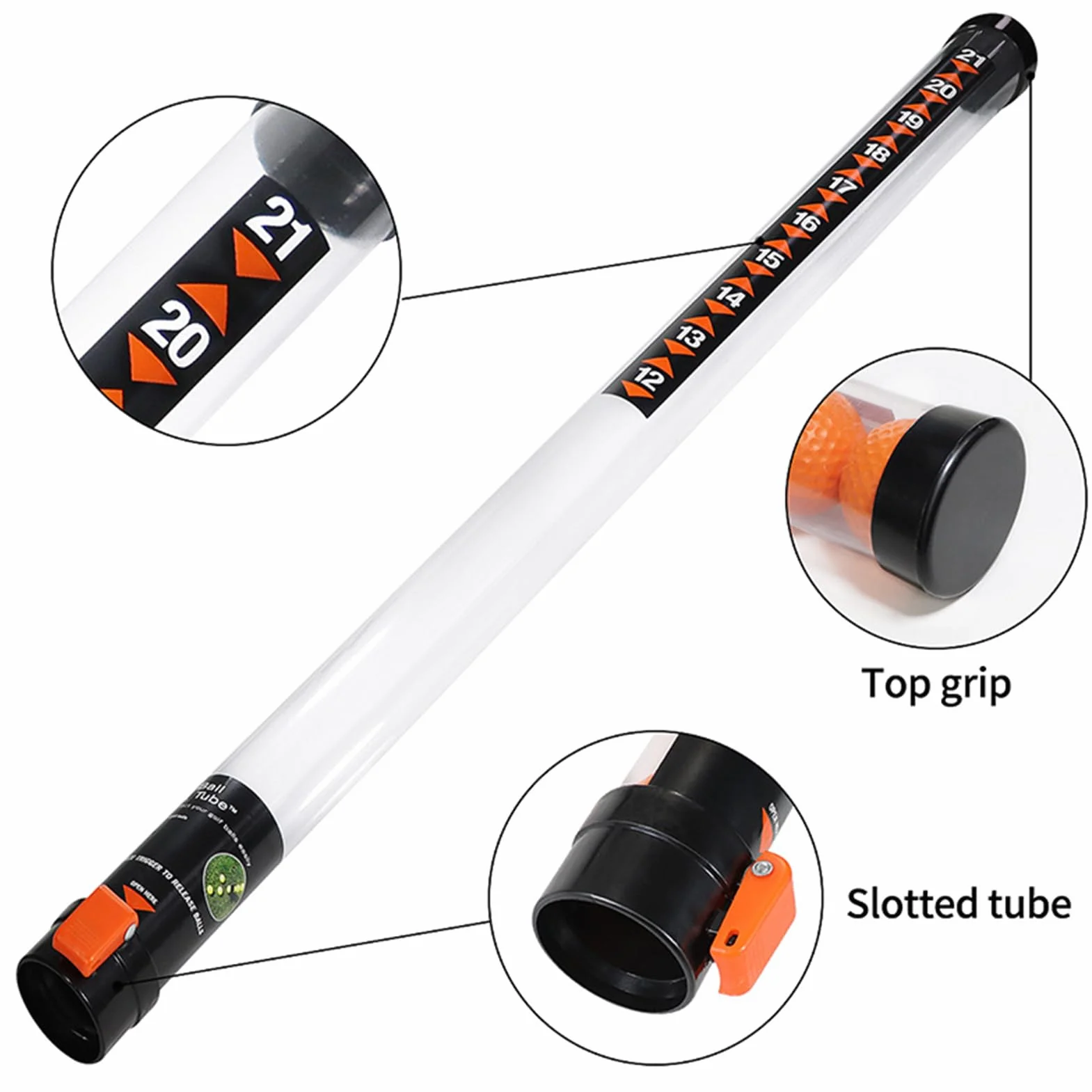 Tubo superiore per recupero delle palline da golf, tubo superiore per la raccolta delle palline da golf,Retriever multifunzionale di grande capacità | Strumenti di raccolta leggeri e