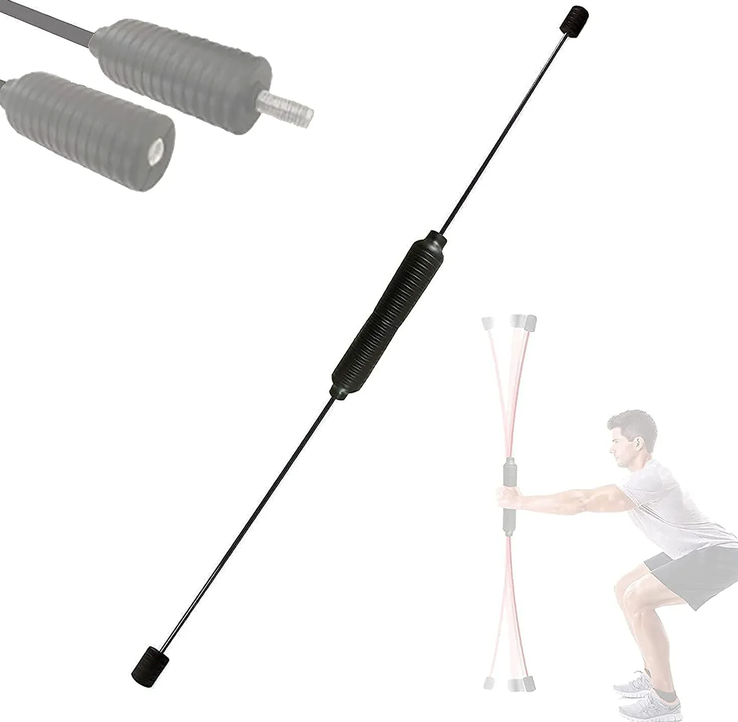 Asta Elastica Bar Fitness Asta Elastica Staccabile Swing Stick Rimovibile, Barra per tremore Fitness, Asta Elastica per Aerobica per Allenamento della Forza llxyzrzbhd813(Color:Black)