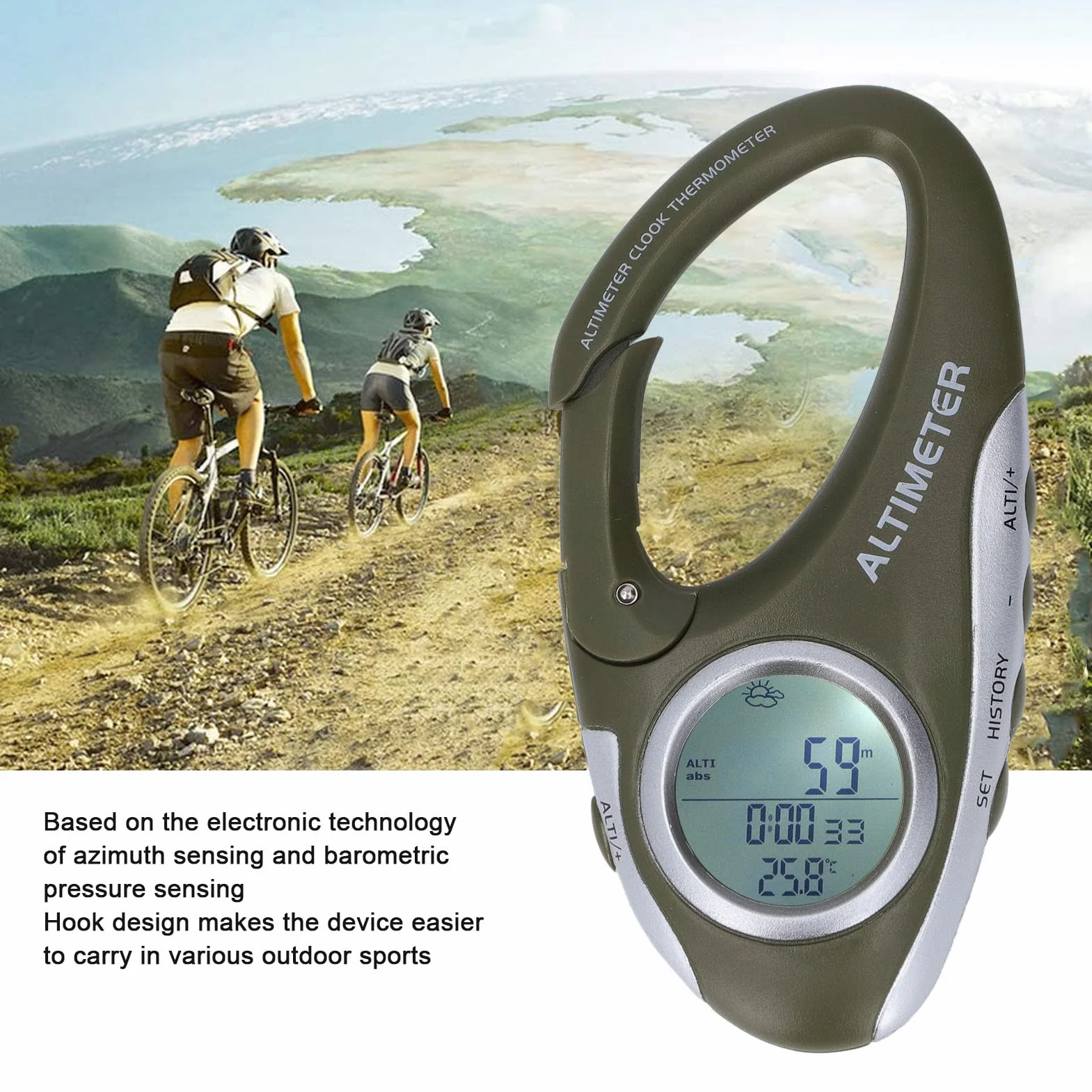 Barometro Digitale Altimetro Portatile con Display Retroilluminato per Escursionismo Arrampicata