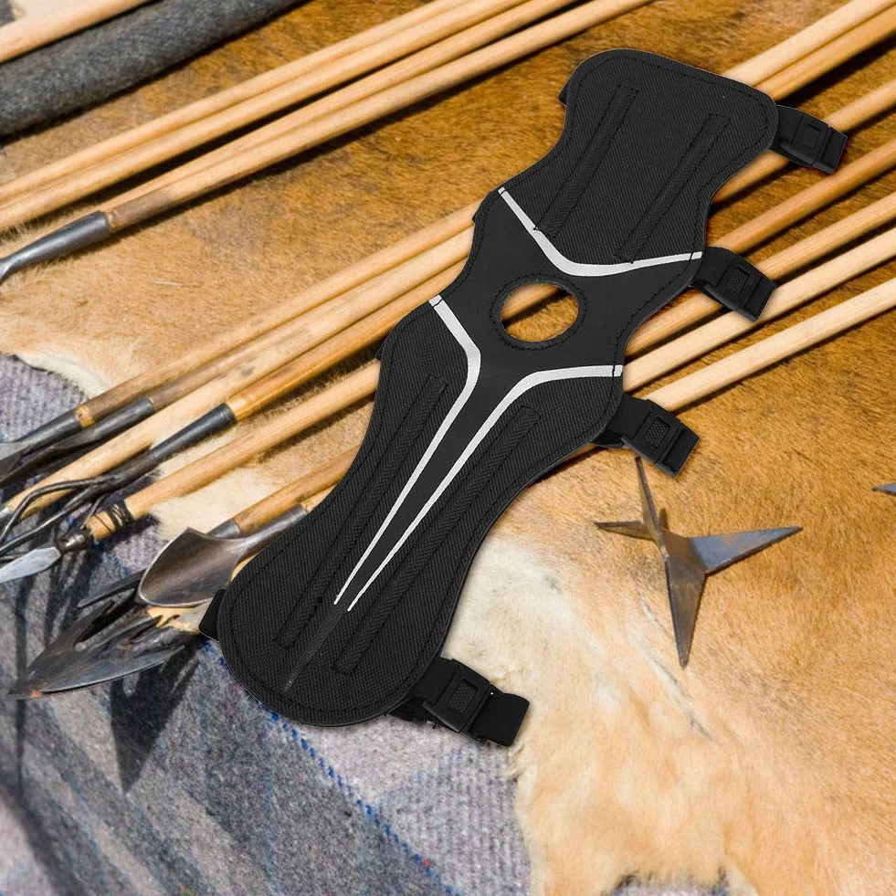 FTVOGUE Protezione del Braccio e Parabraccio Regolabile in 600D Nylon per Tiro con L'Arco Nero