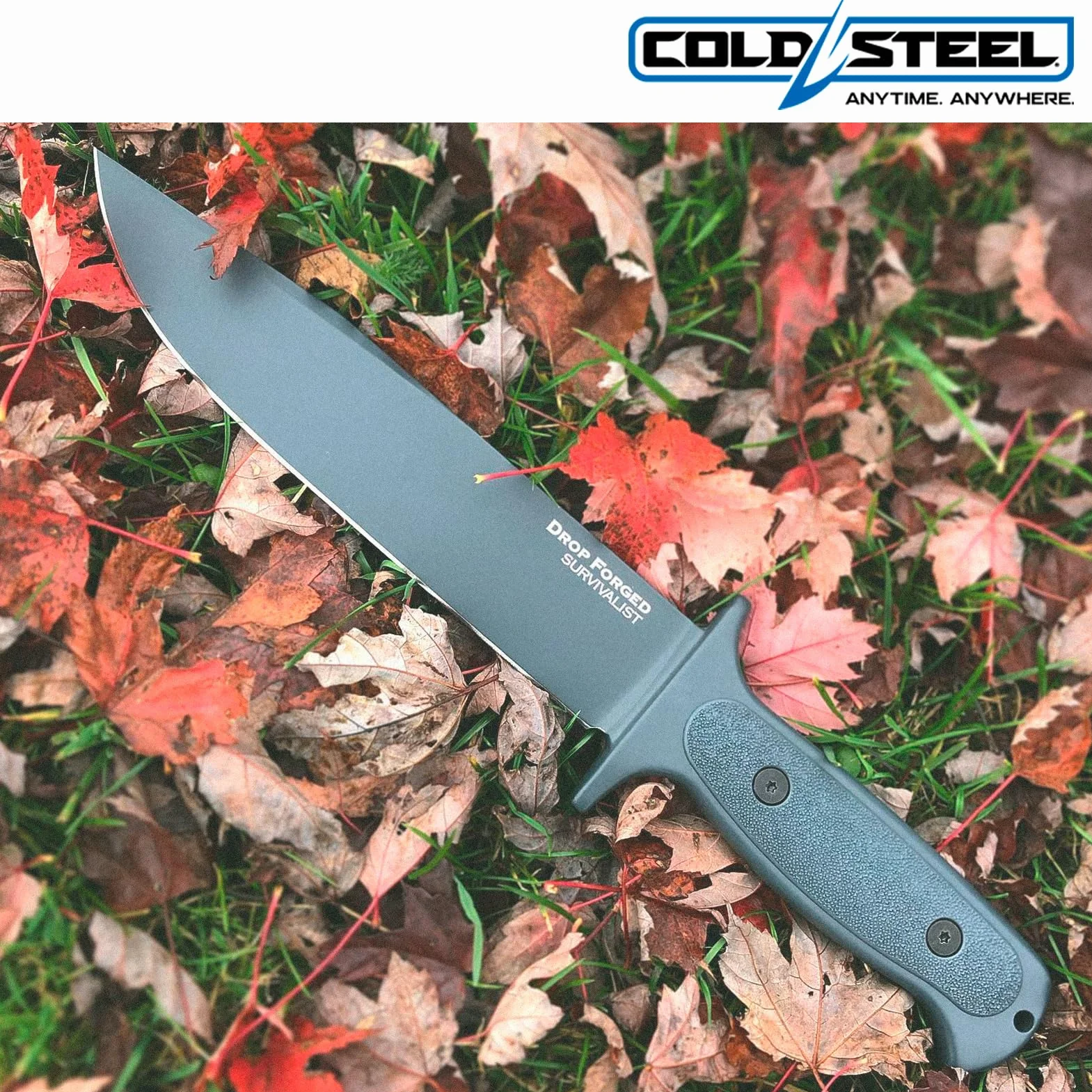 Cold Steel Coltello da esterno in acciaio 36MH Drop Forged Survivalist, lama 2,3 cm, G10, coltello da caccia con fodero per cintura, nero