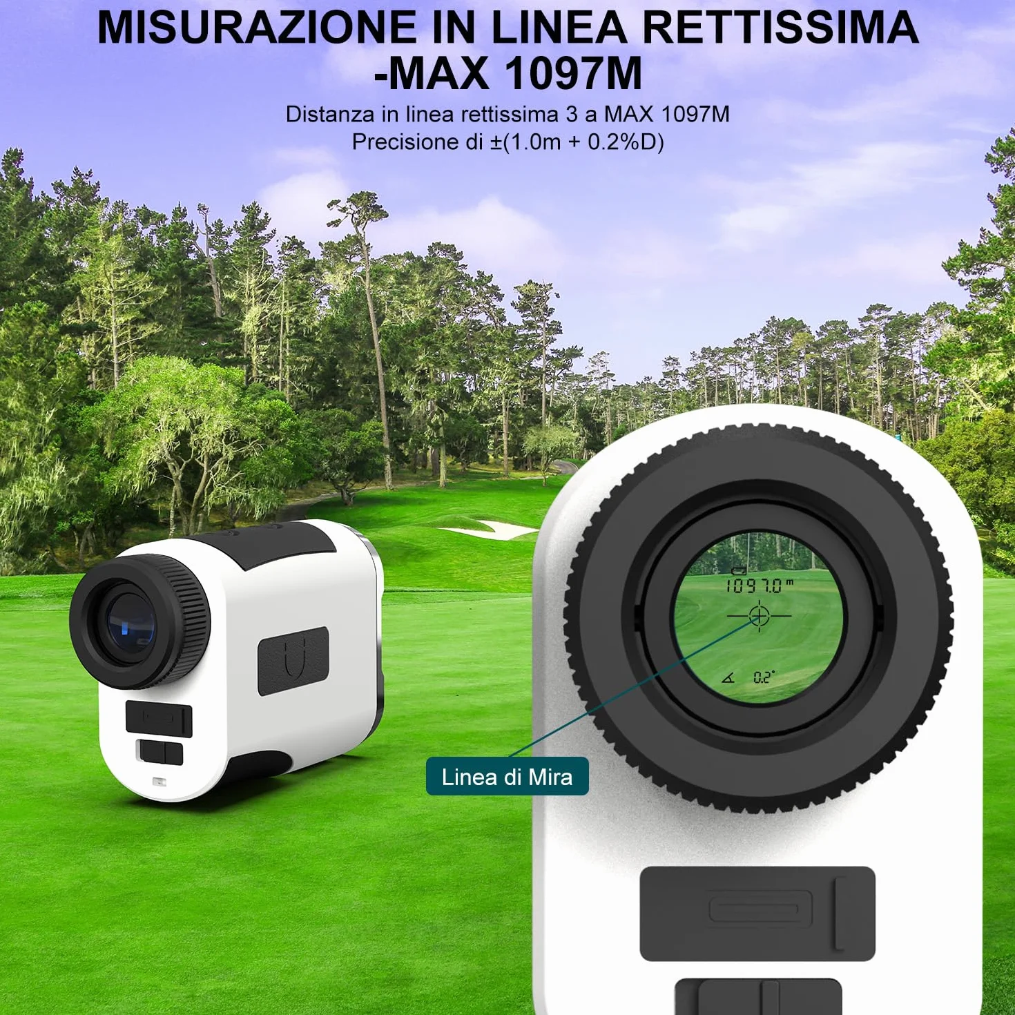 HANMATEK GR1200 Telemetro Laser da Golf 1097m Precisione ±1.0m