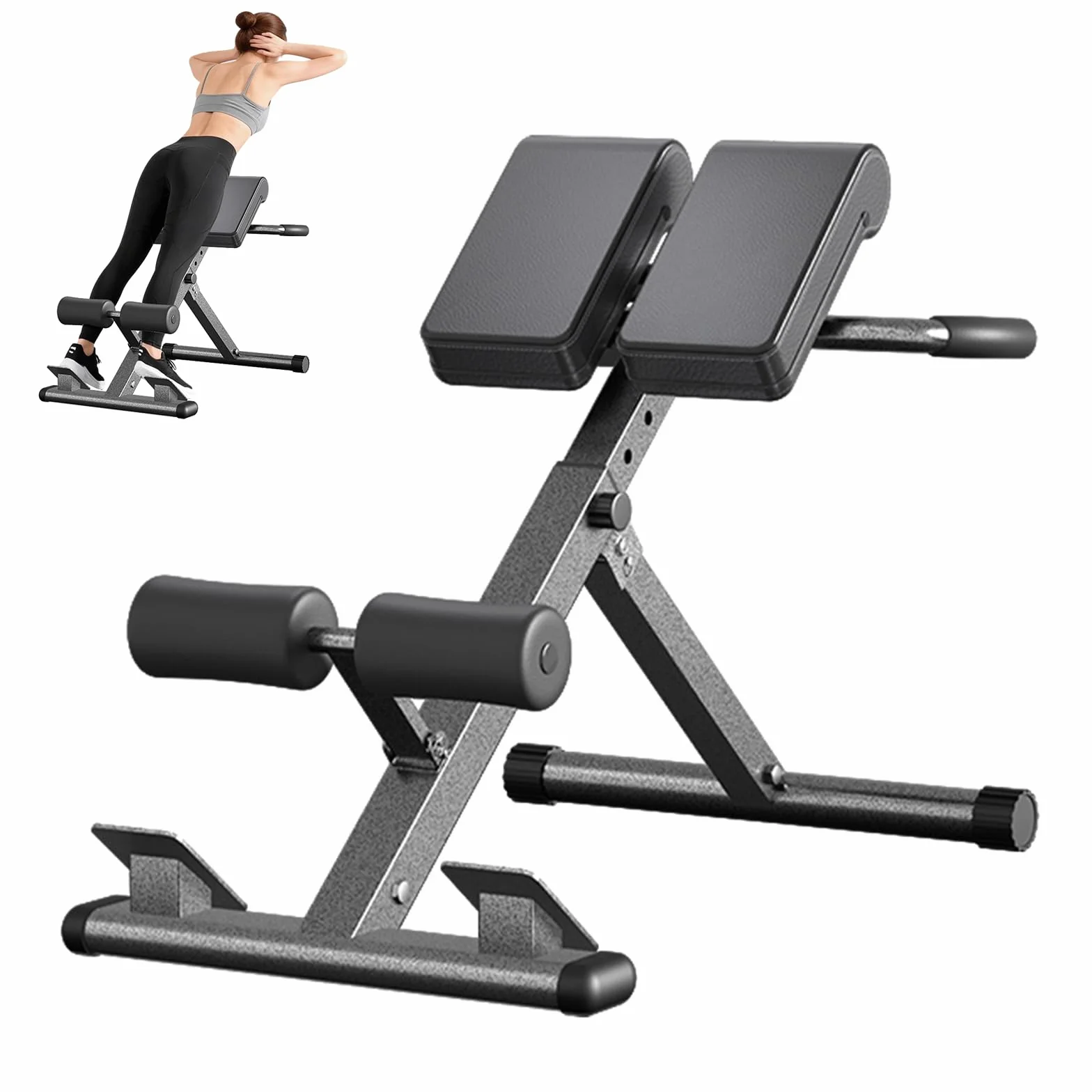 Hyperextension - Sedia romana pieghevole, allungamento della schiena e allenamento addominale, 8 sedie romane regolabili, panca per iperestensione, glutei, tendine del ginocchio, allenamento