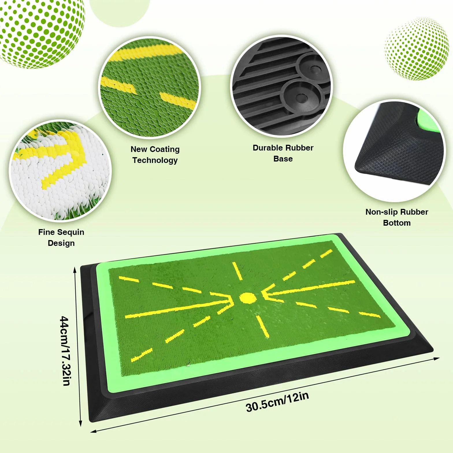 Tappetino da Golf per Swing e Allenamento con Base in Gomma Antiscivolo