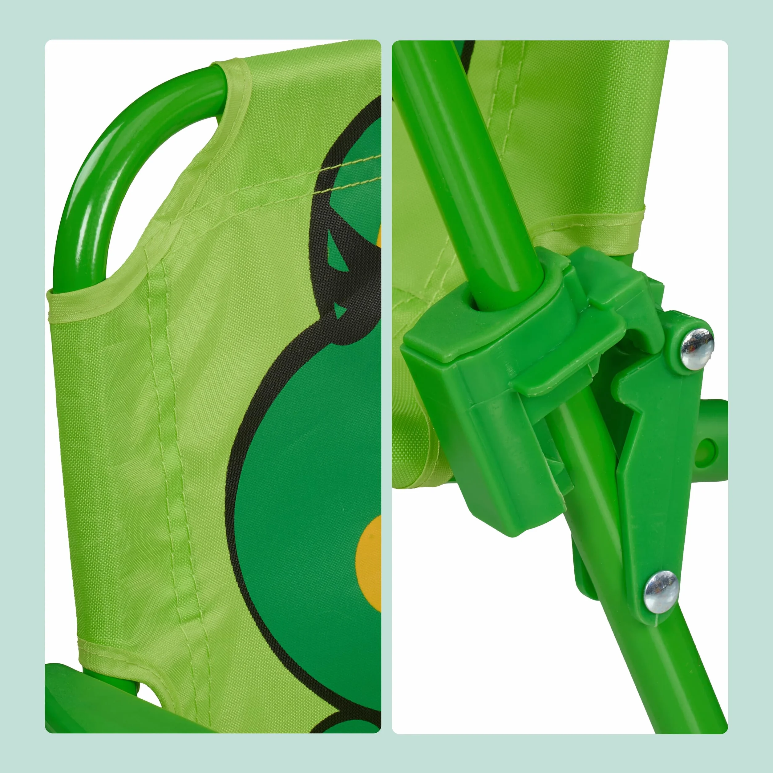 Relaxdays Tavolo Bambini con Ombrellone, Set 2 Sedie, da Campeggio e Giardino, Tavolino Picnic Design Rana Verde