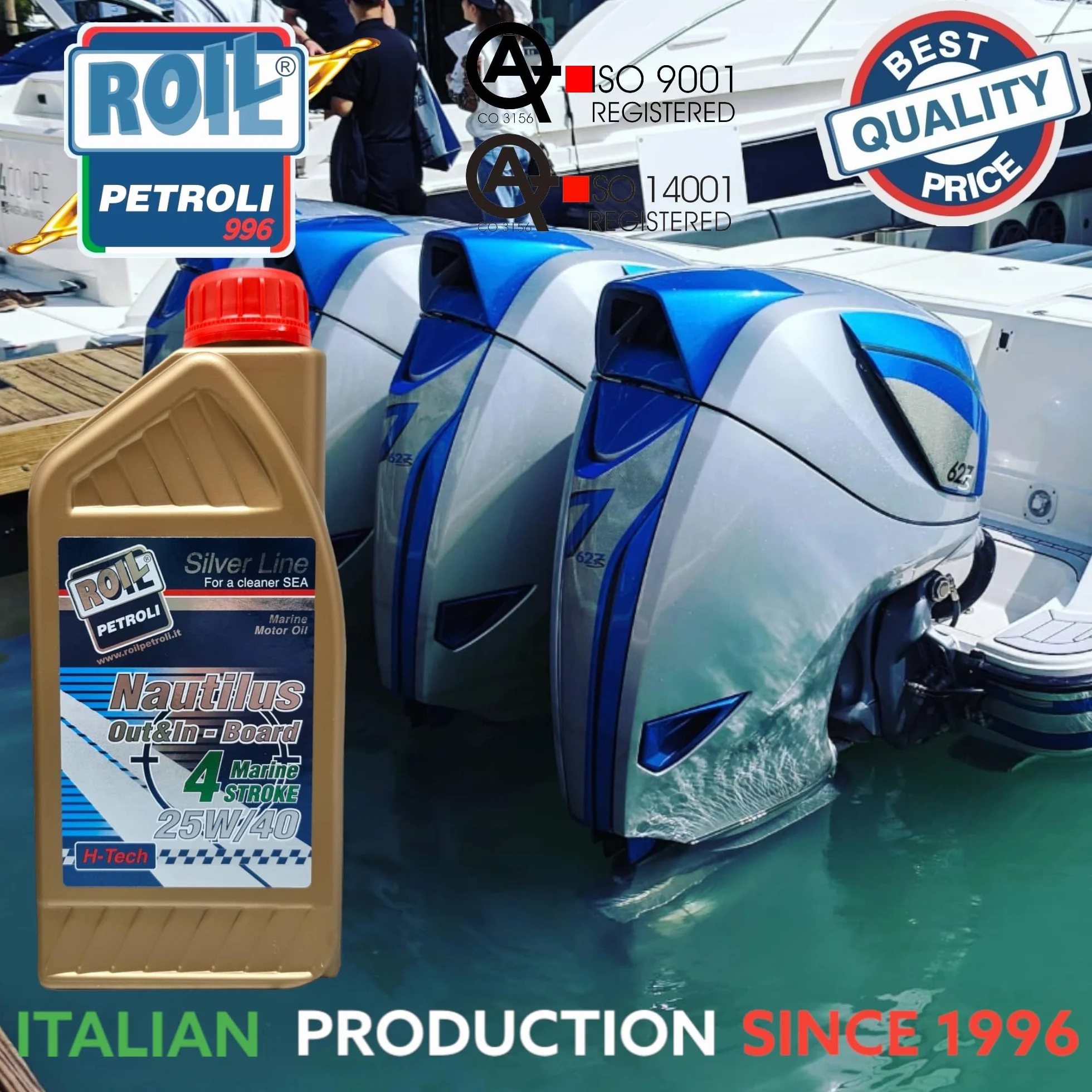 Roil Nautilus 25W/40 4 Stroke Marine Oil 1L NMMA FC-W API SL VDS-3