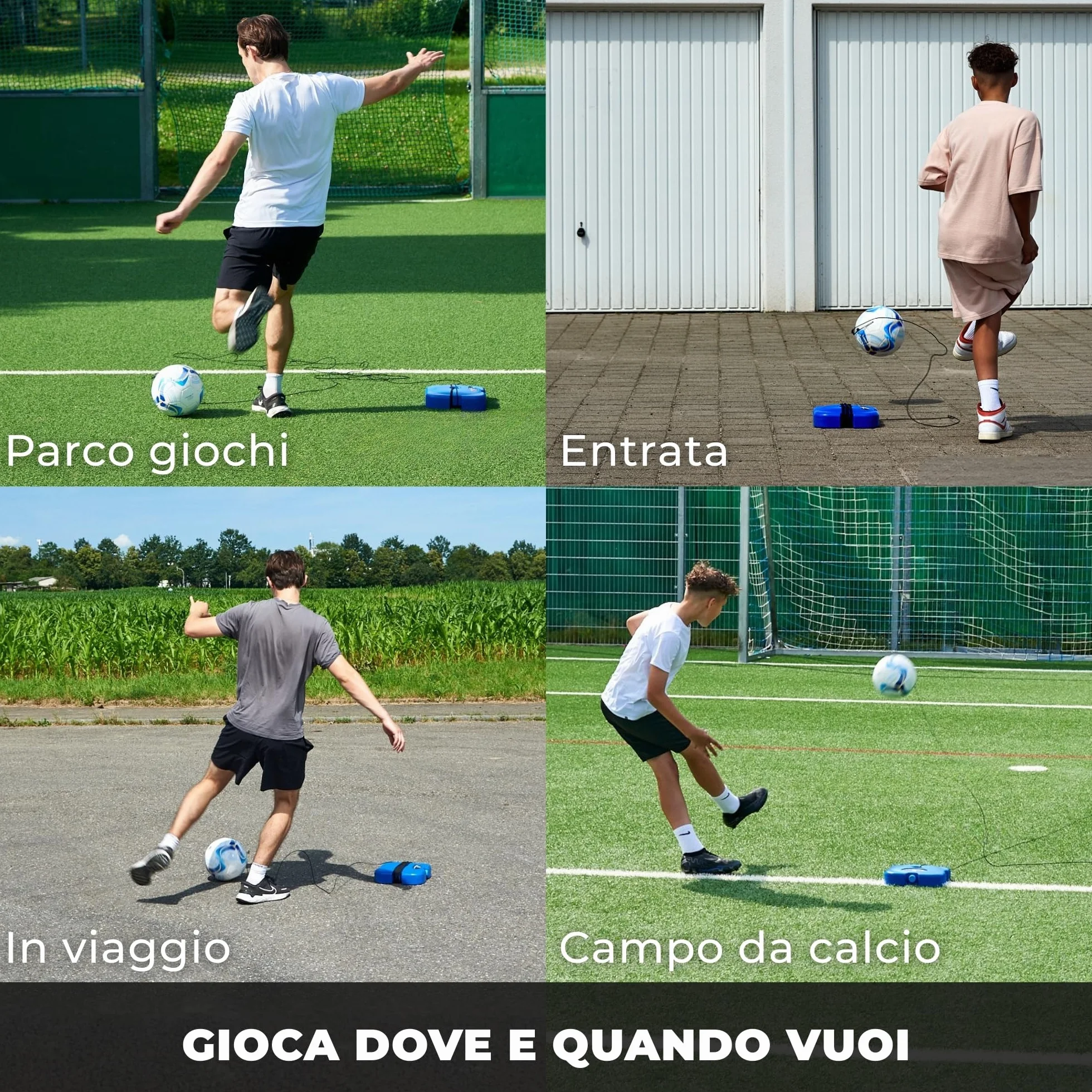 MOVEMATE Set di allenamento per calcio, con corda, ideale come regalo da calcio per ragazzi, strumento di allenamento innovativo per esterni, in giardino, sul campo da calcio