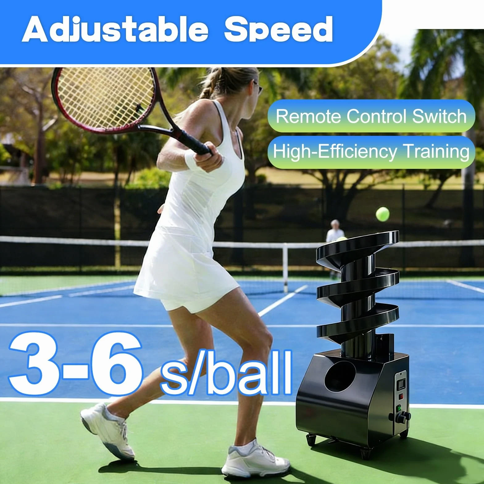 Macchina Tennis Portatile Lanciapalle Alimentazione Automatica Intervallo Regolabile