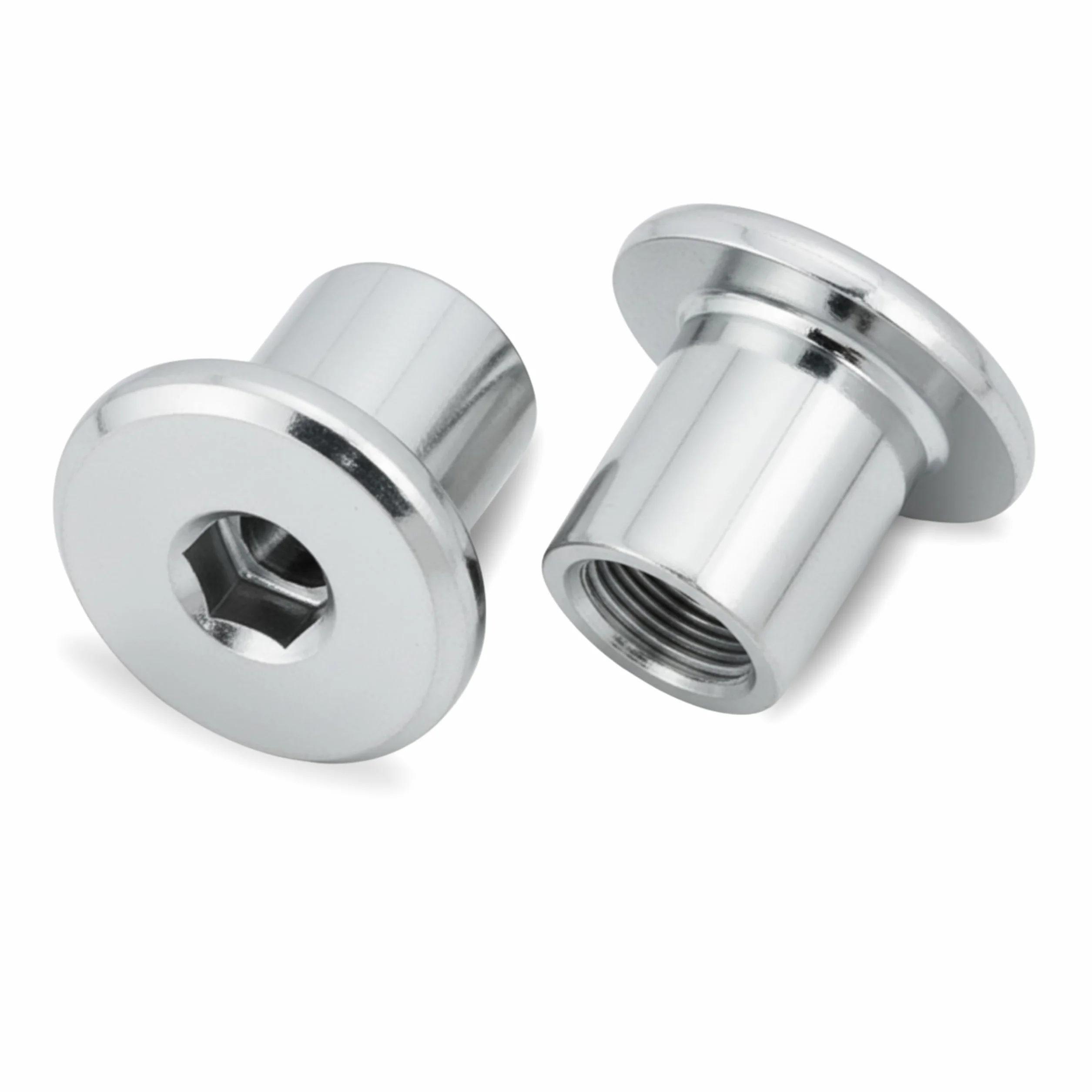 HEXATON Dadi a Manicotto M6 x 13 x 11 mm - 10 Pezzi - Dadi Esagonali per Mobili a Testa Piatta con Flangia e Cava Esagonale - Acciaio Zincato
