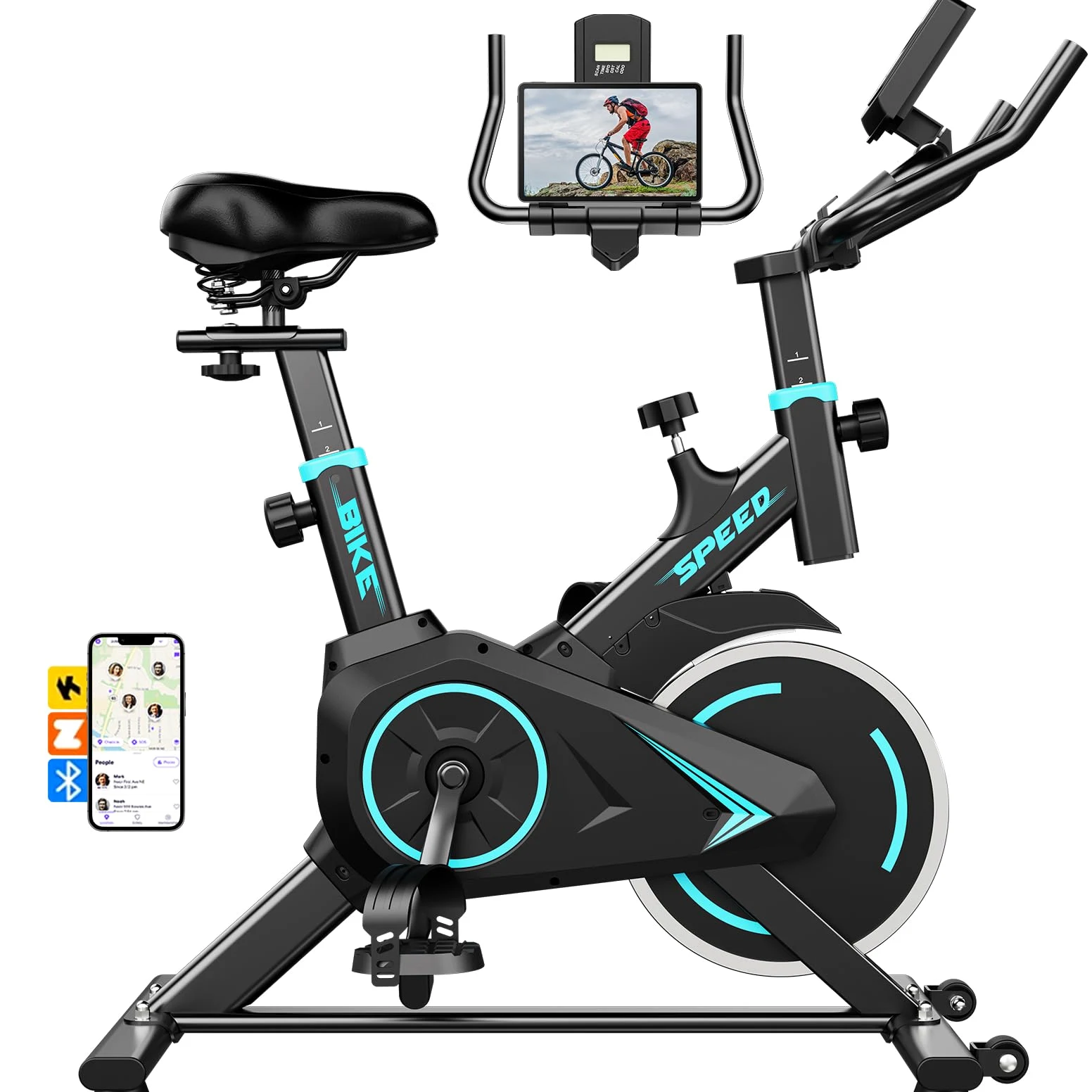 Cyclette da Casa con App, Ciclette Resistenza 0-100% Regolabile, Bicicletta da Appartamento Silenziosa, Design Ergonomico, Capacità 120 kg-1