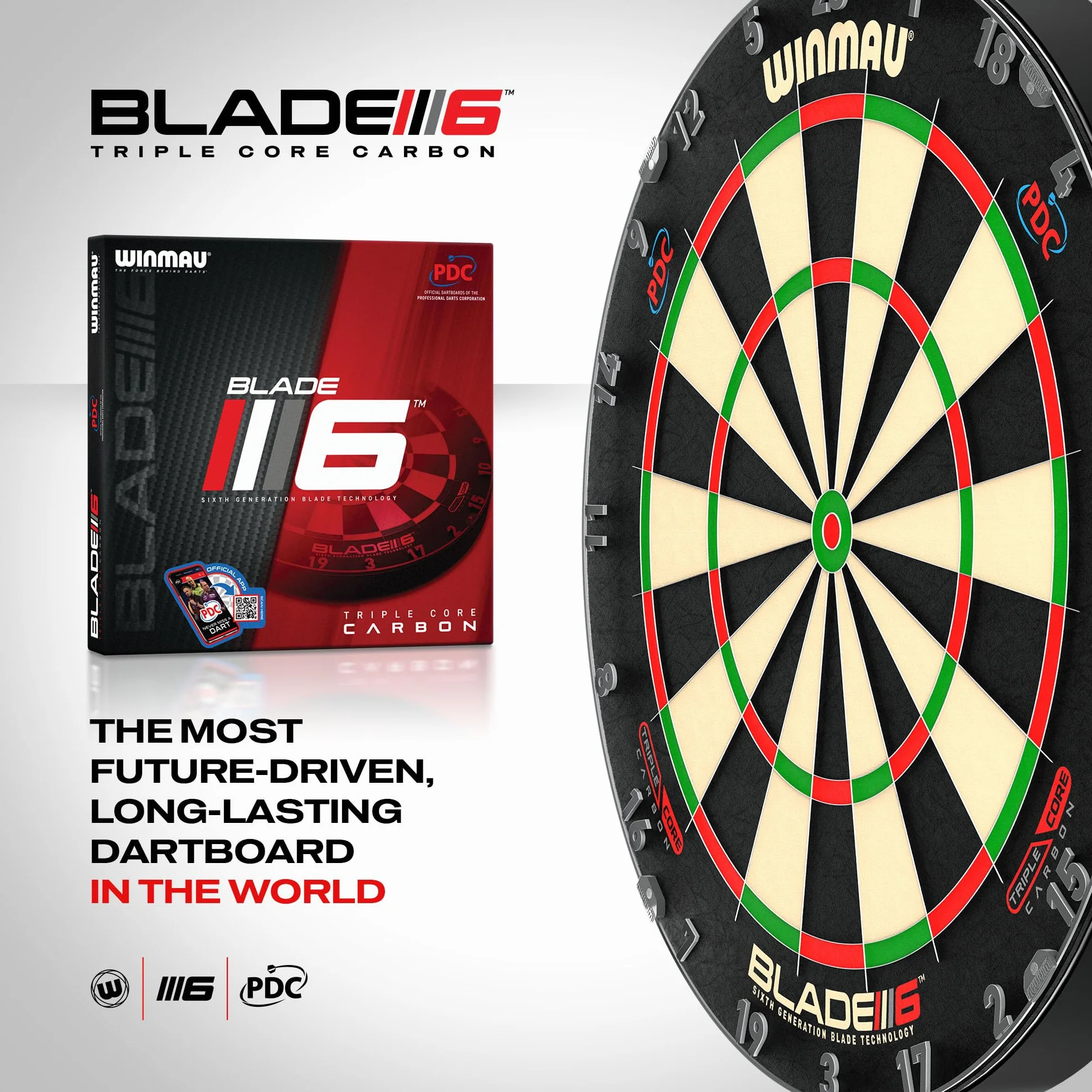 Winmau Blade 6 Triple Core Freccette Professionale Tabellone Approvato Tornei PDC Sisal Africa Orientale