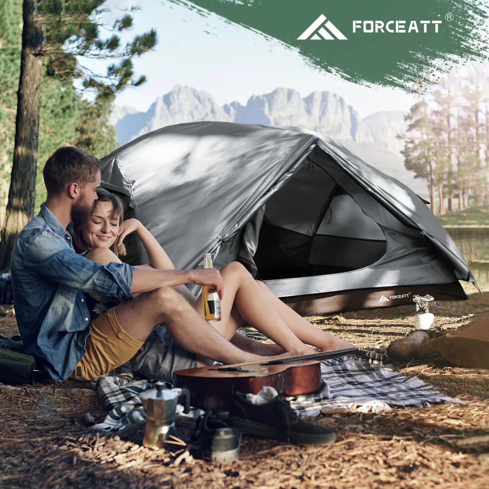 Forceatt Tenda Campeggio per 2-3 Persone Impermeabile Antivento 2 Porte Leggera