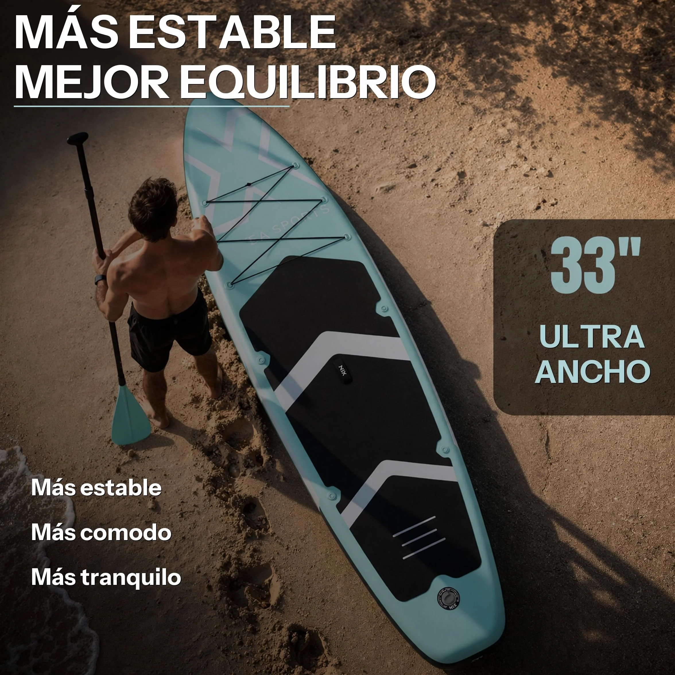 Nixsea Tavola Paddle Surf Gonfiabile 335 cm Sup Allround con Accessori, Antiscivolo, Chiglia Rimovibile, Paddle Surf Adulto fino a 159 kg