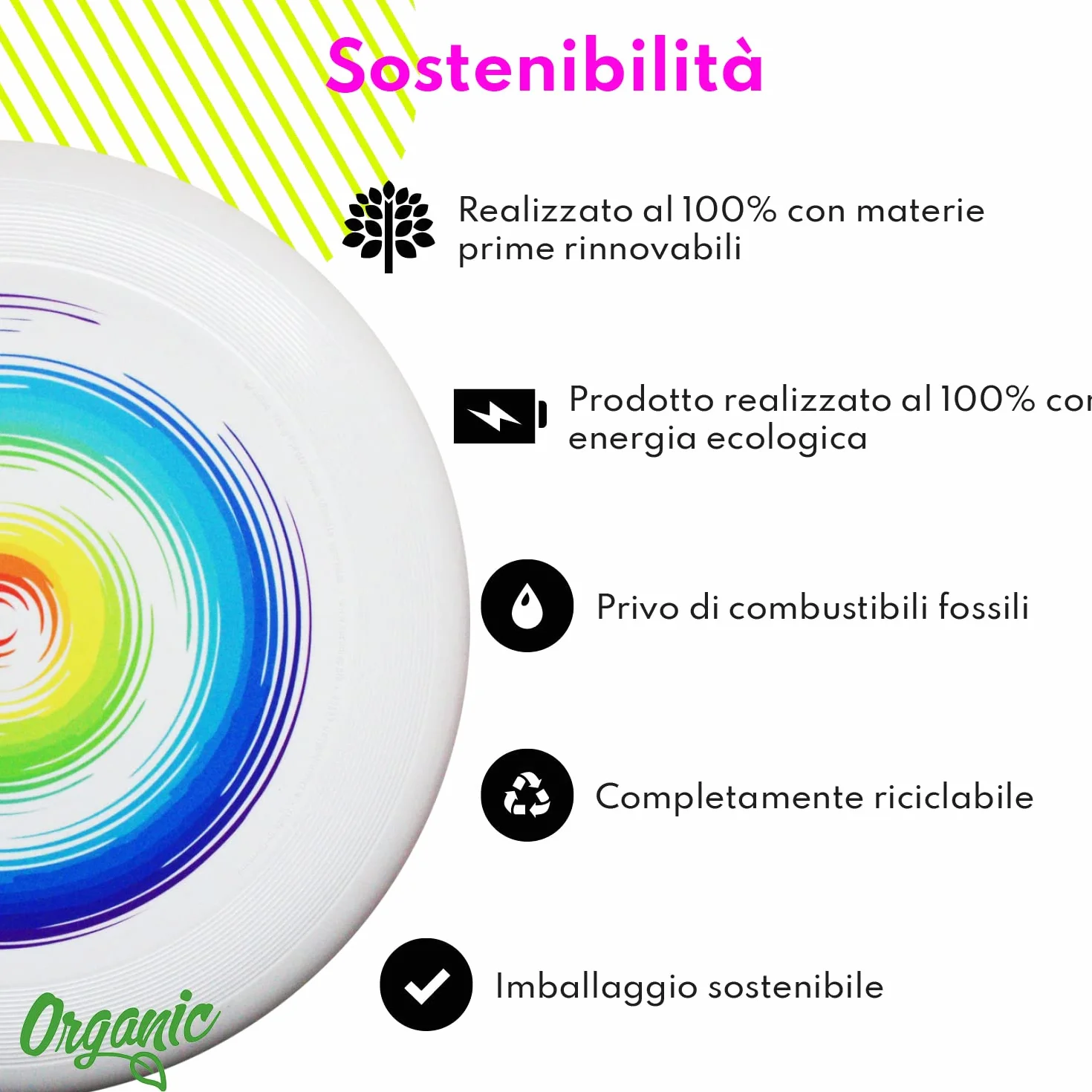 Euro Disco Ultimate Frisbee 175g Rainbow Duro