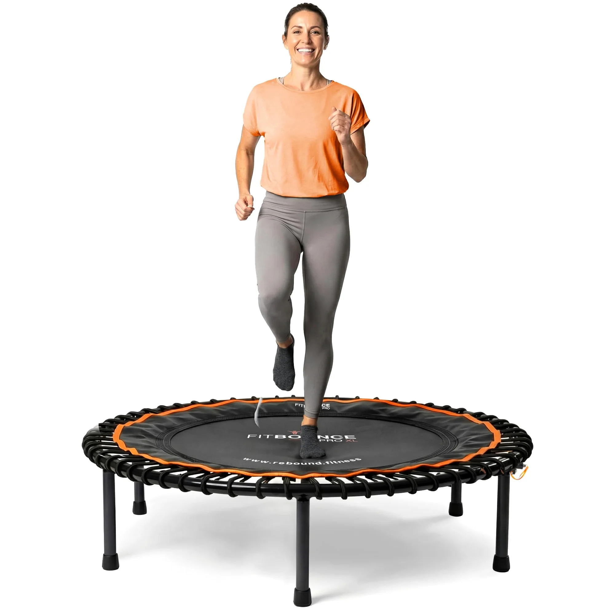 FIT BOUNCE PRO XL Bungee Rebounder Mini trampolino da interno semi pieghevole silenzioso e ortopedico per adulti e bambini | DVD con esercizi |Area di rimbalzo Extra Large