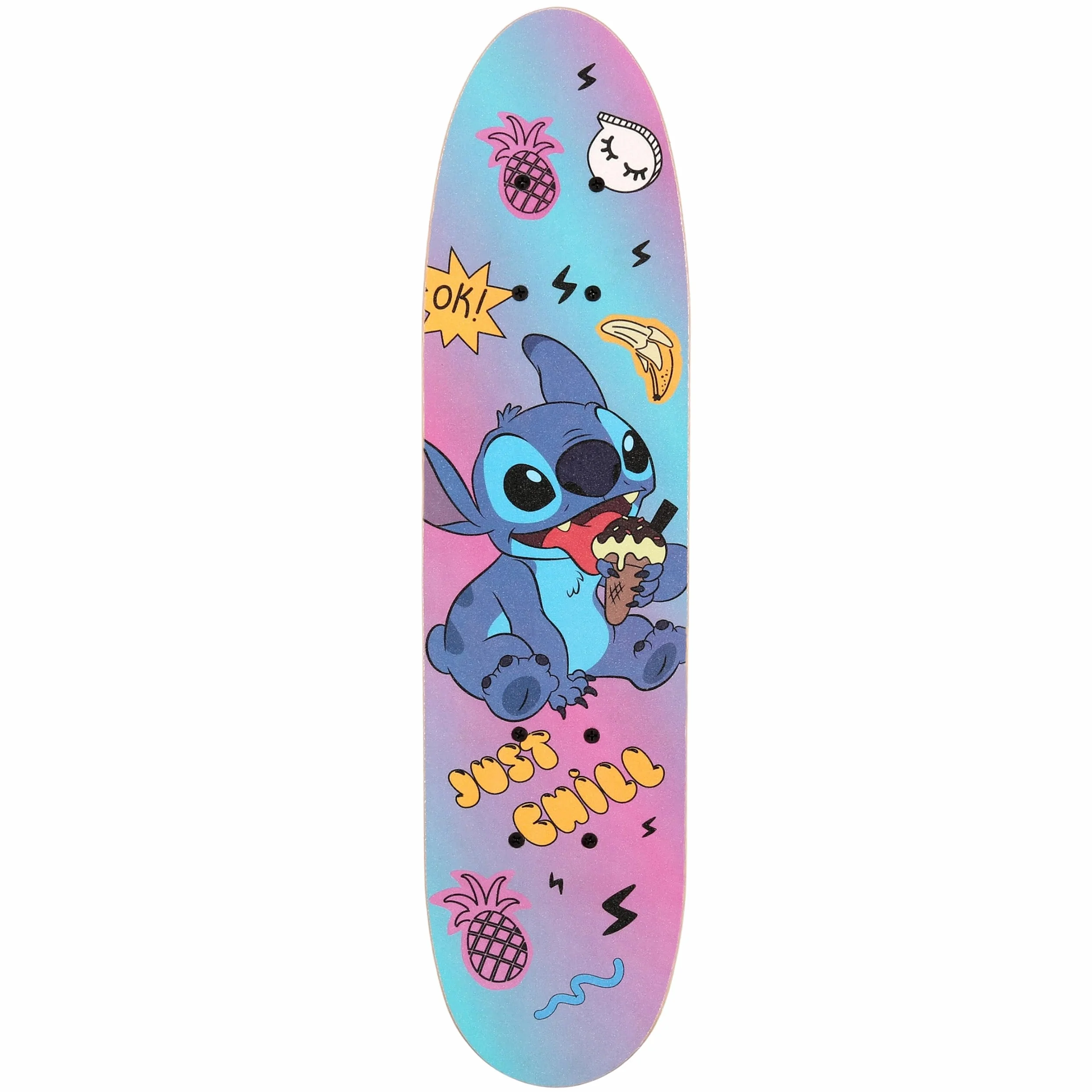 DISNEY Stitch Skateboard in legno 61cm, antiscivolo, leggero e stabile 20-50kg