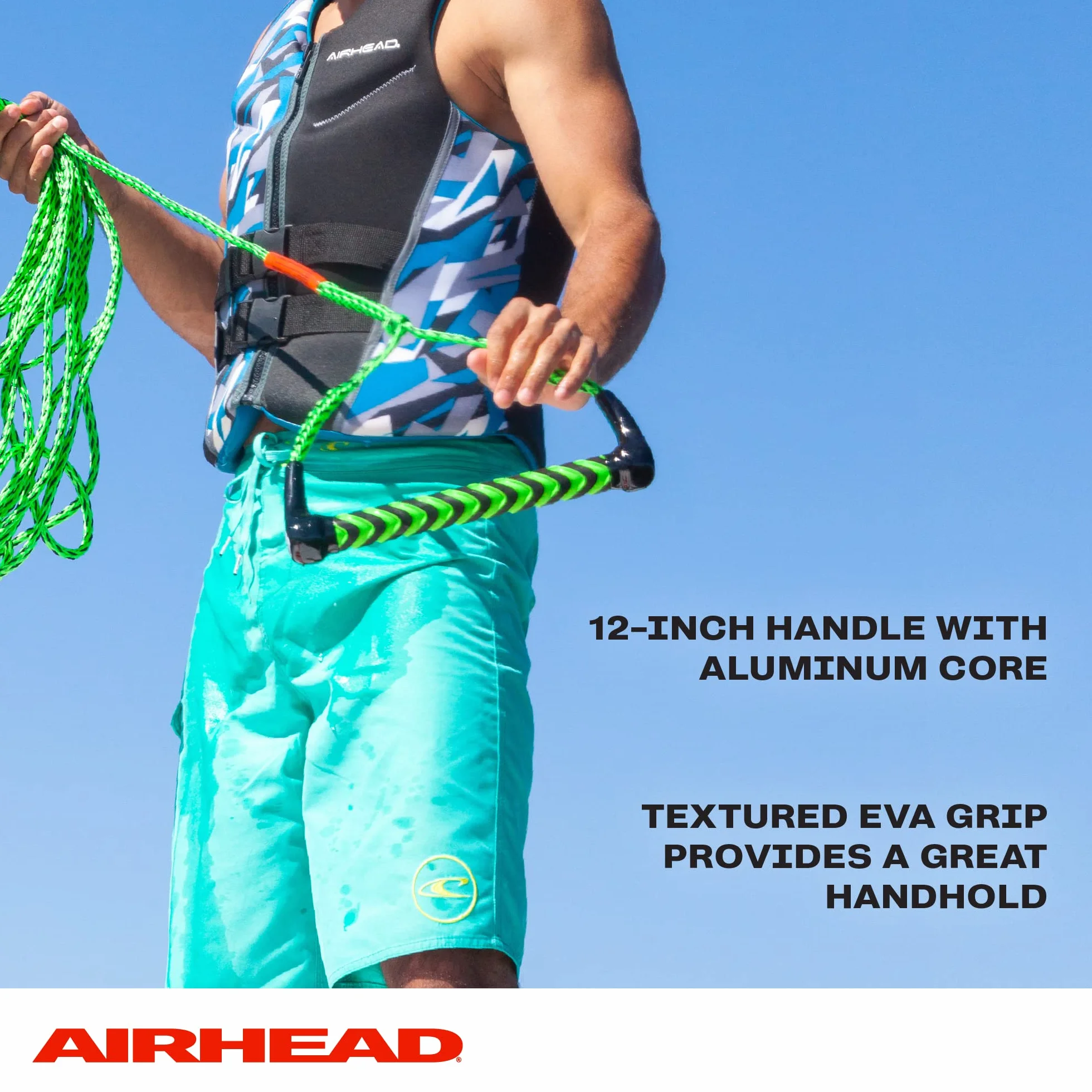 Airhead Kwik Tek AHSR-9 Corda Sport Acquatici 1 Pezzo Verde Nero 900"