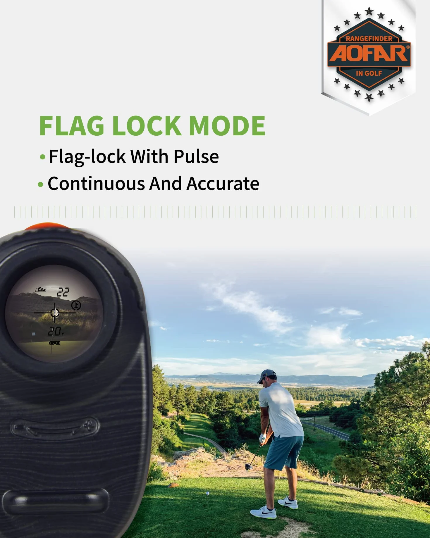 AOFAR GX-2S Telemetro da Golf con Pendenza On/off,con Blocco Bandiera e Vibrazione,600M/660Y White Range Finder,Waterproof, Gift Packaging