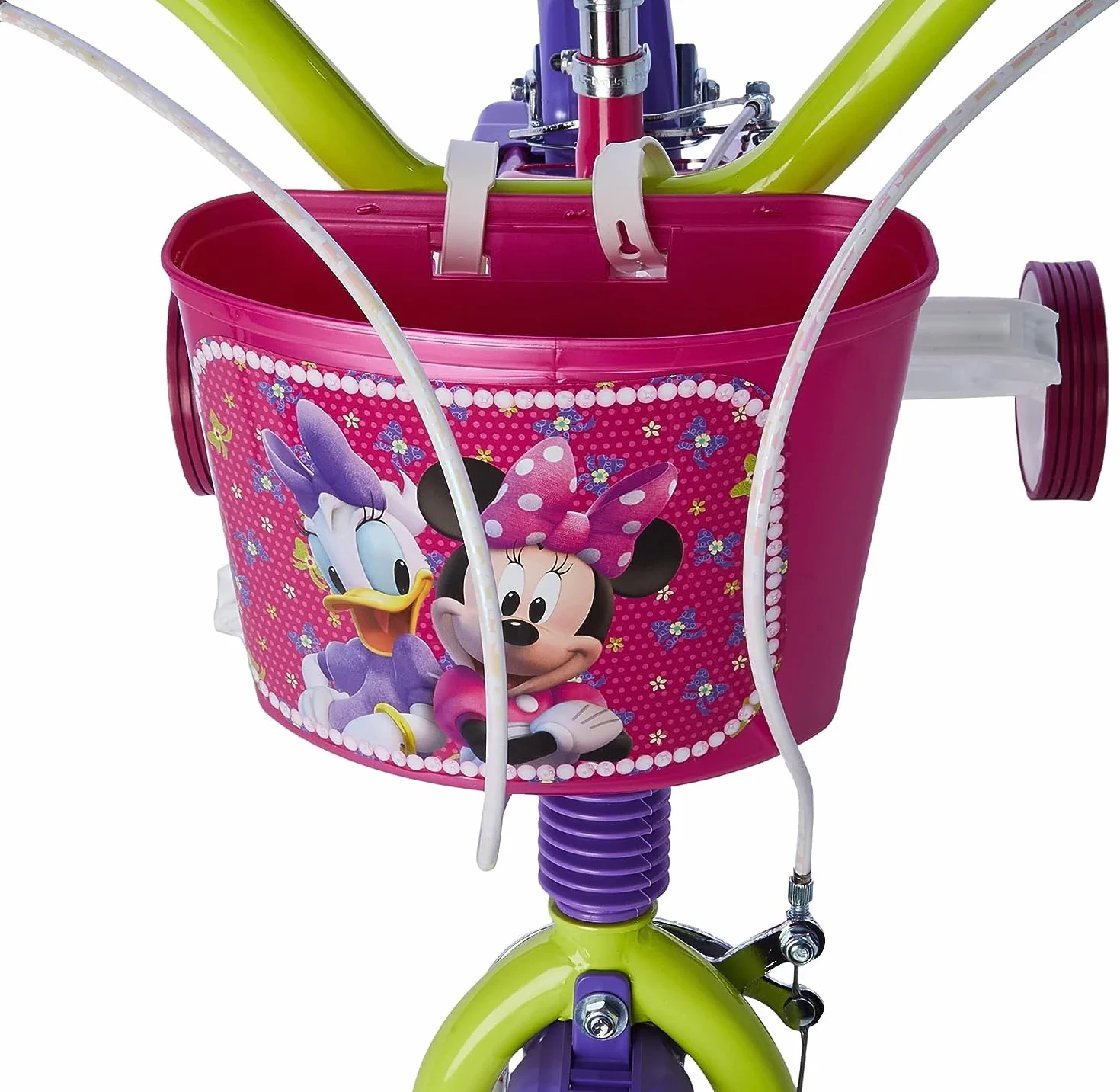 Bicicletta Minnie 14 Pollici con Stabilizzatori, Portabambole e Cestino Anteriore Made in Italy