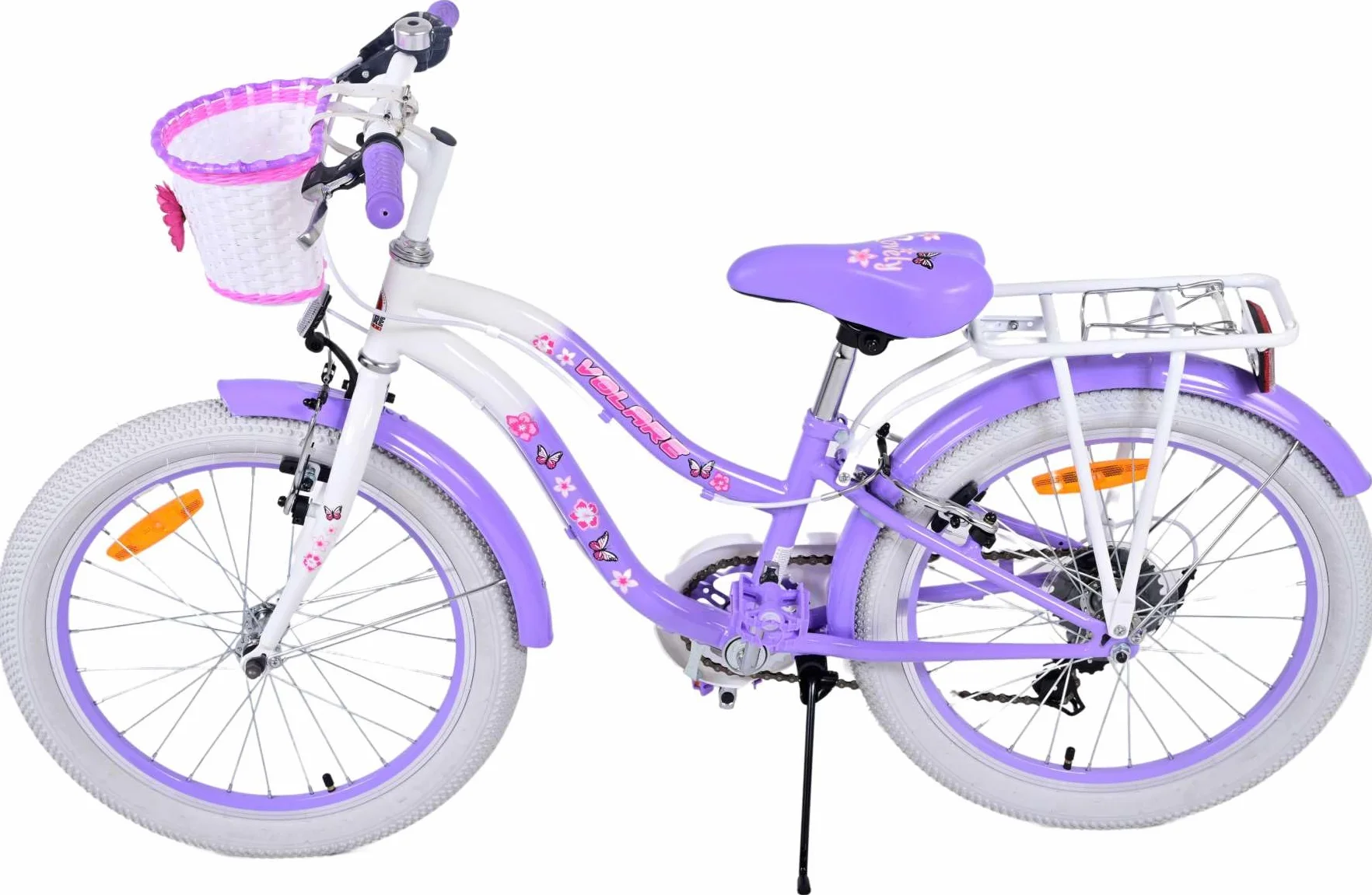 Bicicletta per bambine 20 pollici 6-8 anni cambio Shimano 7 marce cestino portapacchi fuxia
