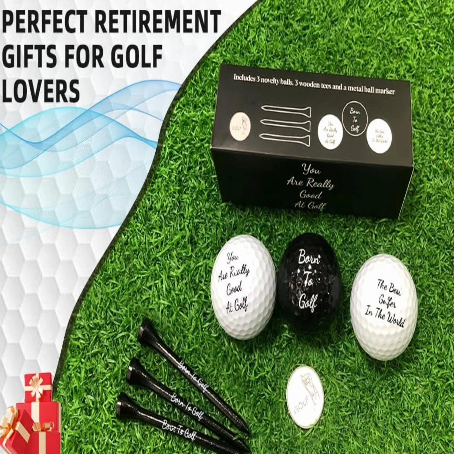 Crestgolf Golf Regali per Uomini con 3 Palline da Golf 3 Tees 1 Marcatore