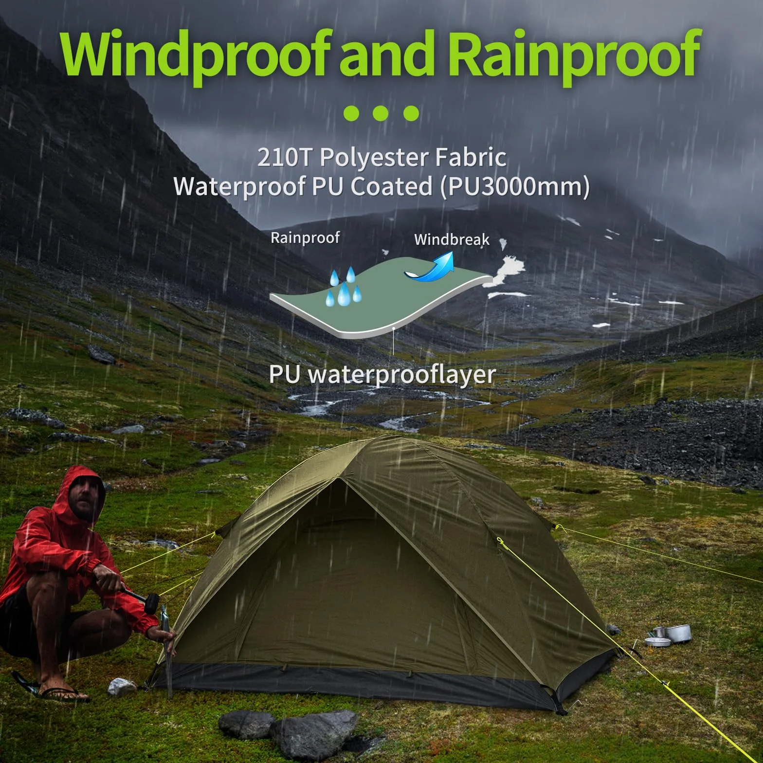 JAICOM Tenda Campeggio Ultraleggera 3-4 Stagioni Anti UV Impermeabile Doppia Porta