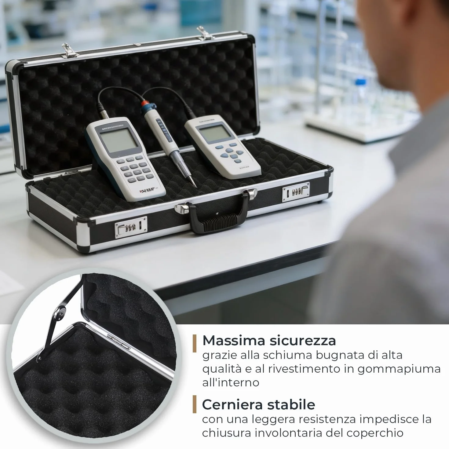 HMF 14433-02 Valise en aluminium pour armes à feu avec serrure à combinaison | 62 x 26 x 12 cm | Noir