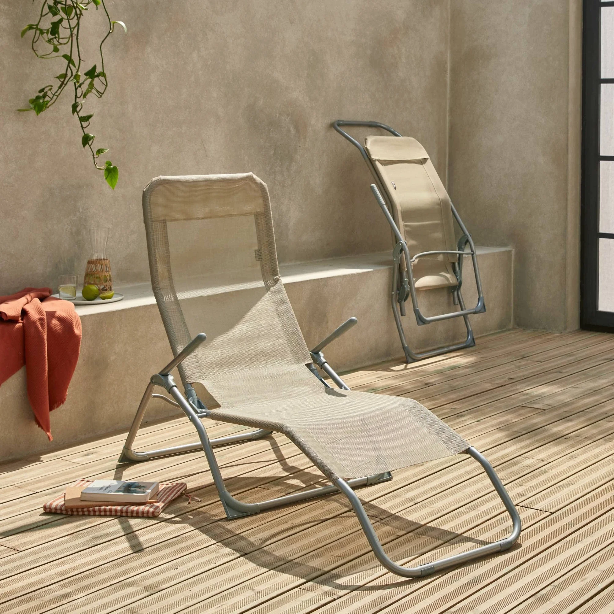 Set 2 sdraio in textilene multiposizione Talpa - 70x165x60 cm