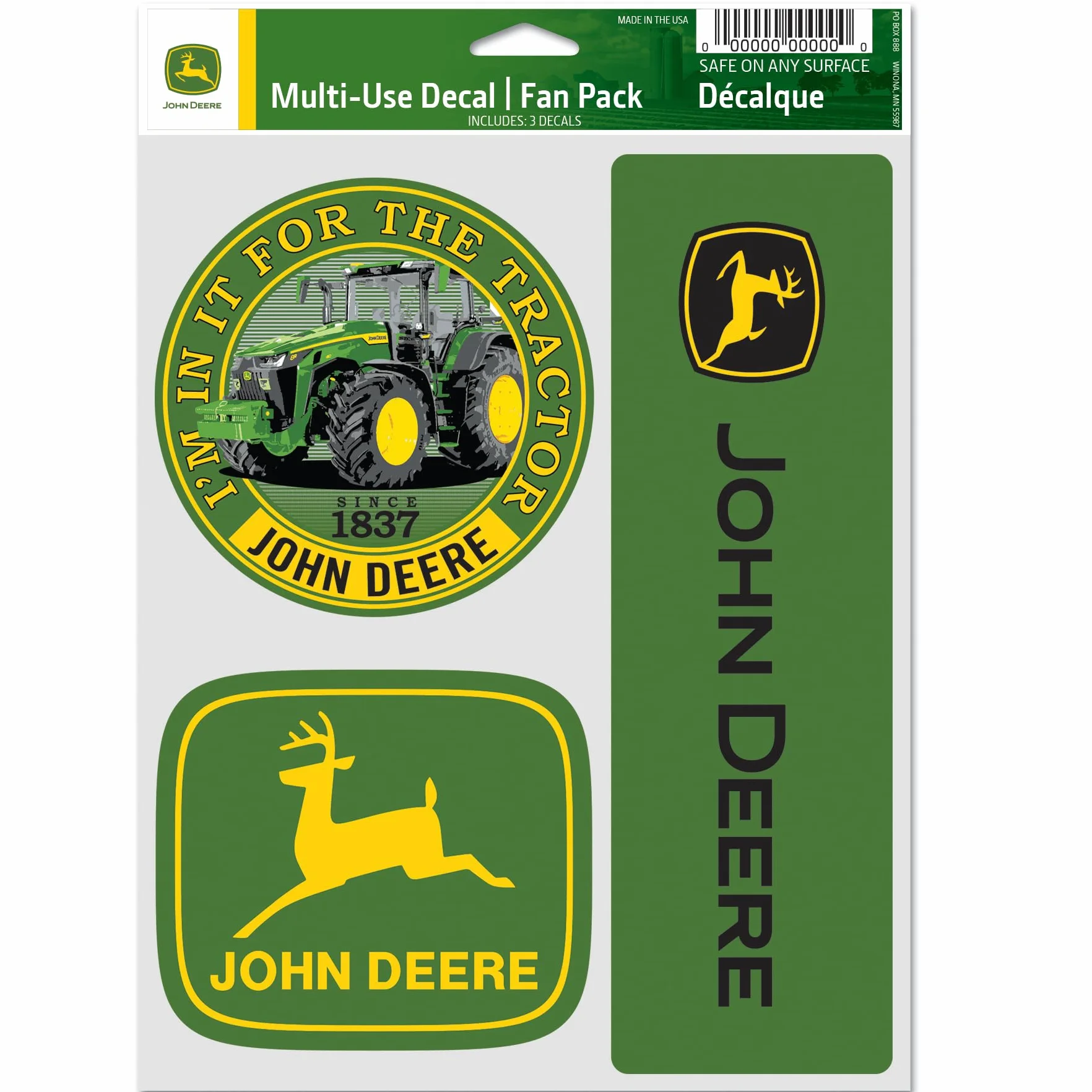 John Deere WinCraft Confezione di adesivi multiuso