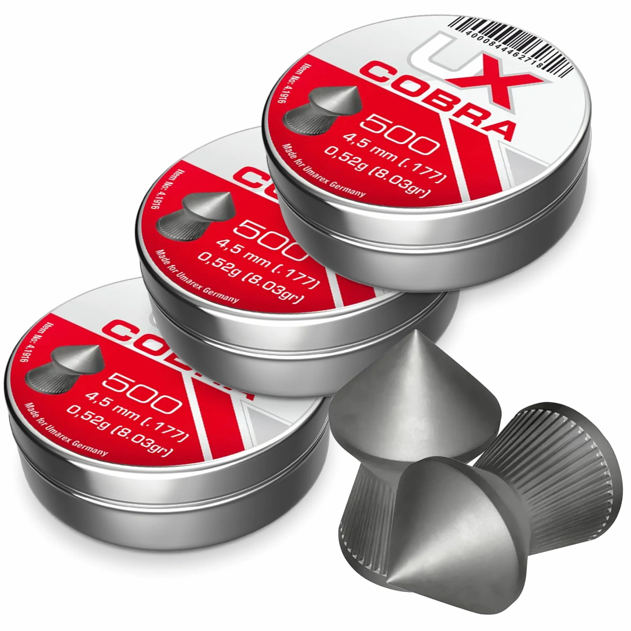 Bundle Softair Piombini Cal. 4.5 Humarex Cobra 3 Scatole + 10 Bersagli 14x14 cm - Pallini Piombo per Carabina Aria Compressa, Pistola Calibro 4.5