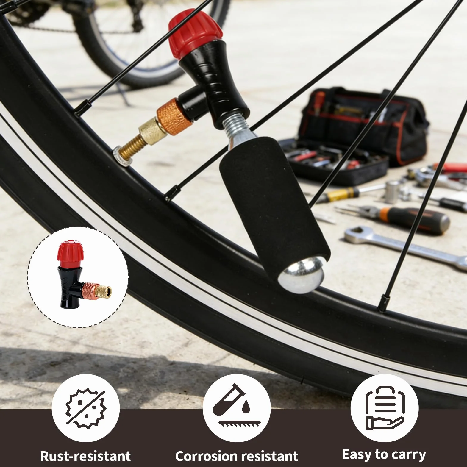 Gonfiatore CO2 Bicicletta Adattatore Valvola Presta Schrader Portatile Lega Alluminio MTB